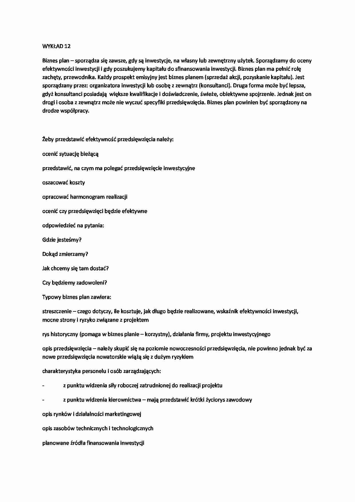 Wykład - biznesplan - strona 1