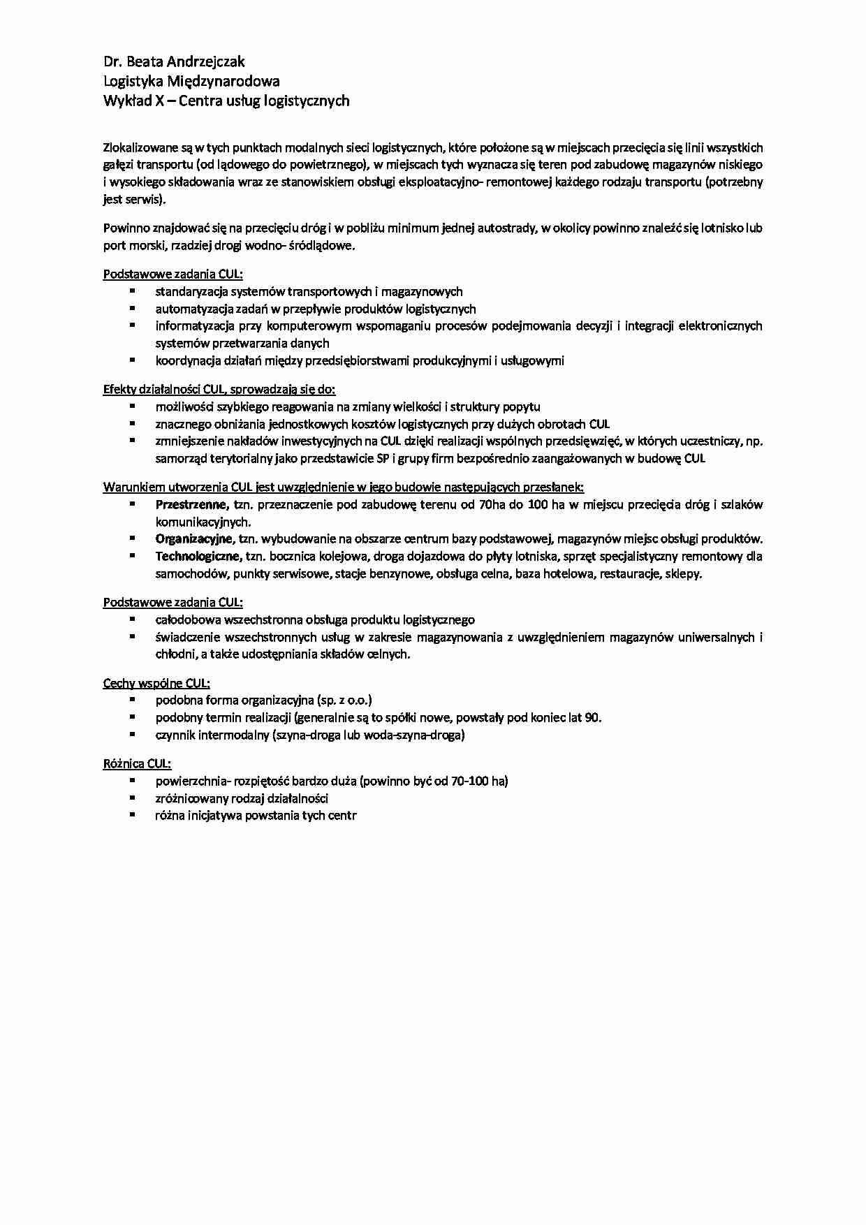 Centra usług logistycznych - wykład - strona 1