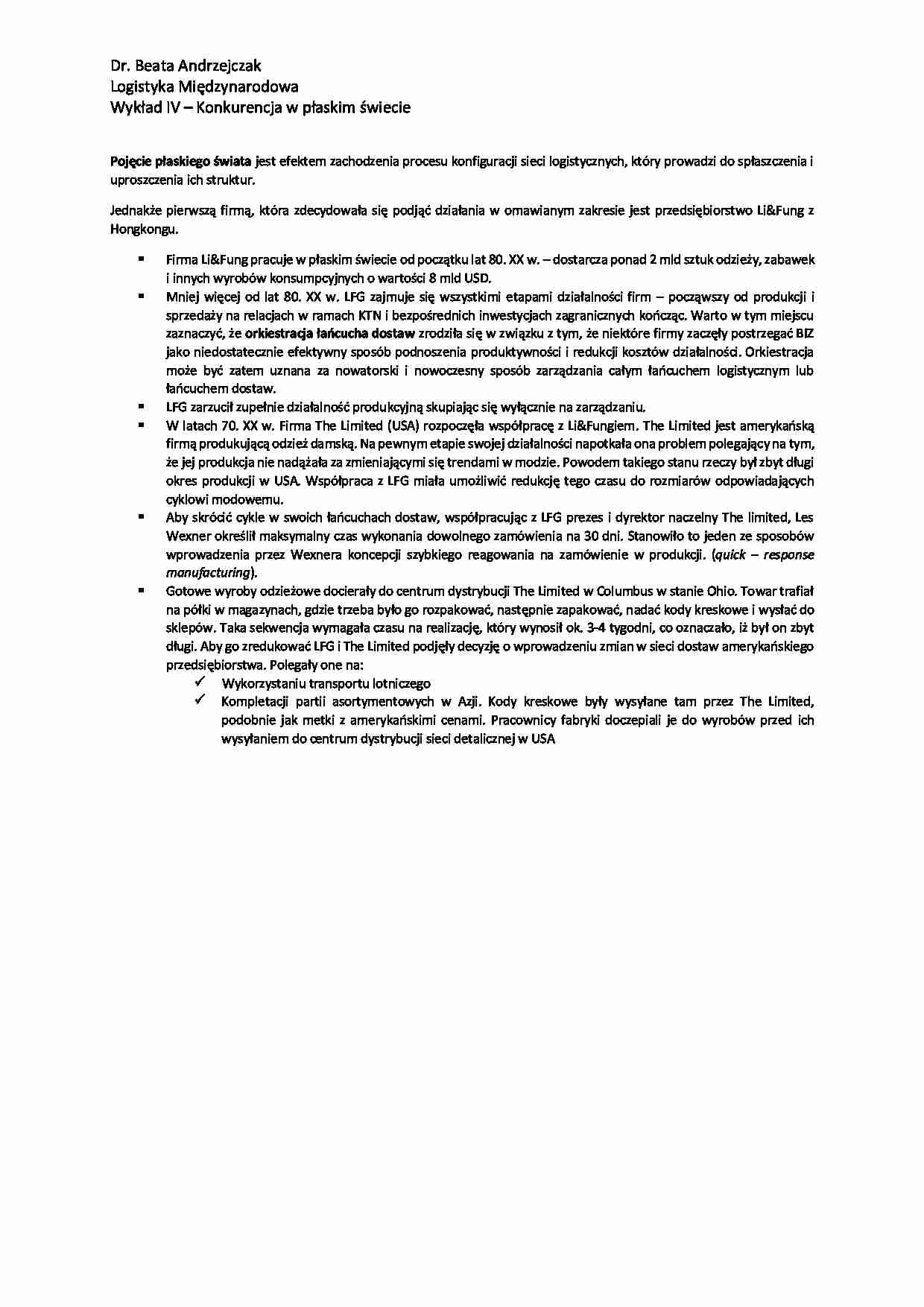Konkurencja w płaskim świecie - wykład - strona 1
