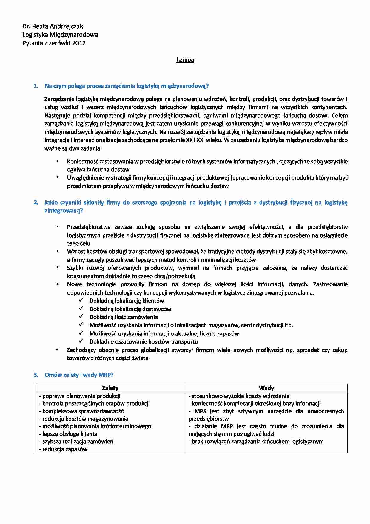 Pytania z egzaminu - Proces zarządzania - strona 1