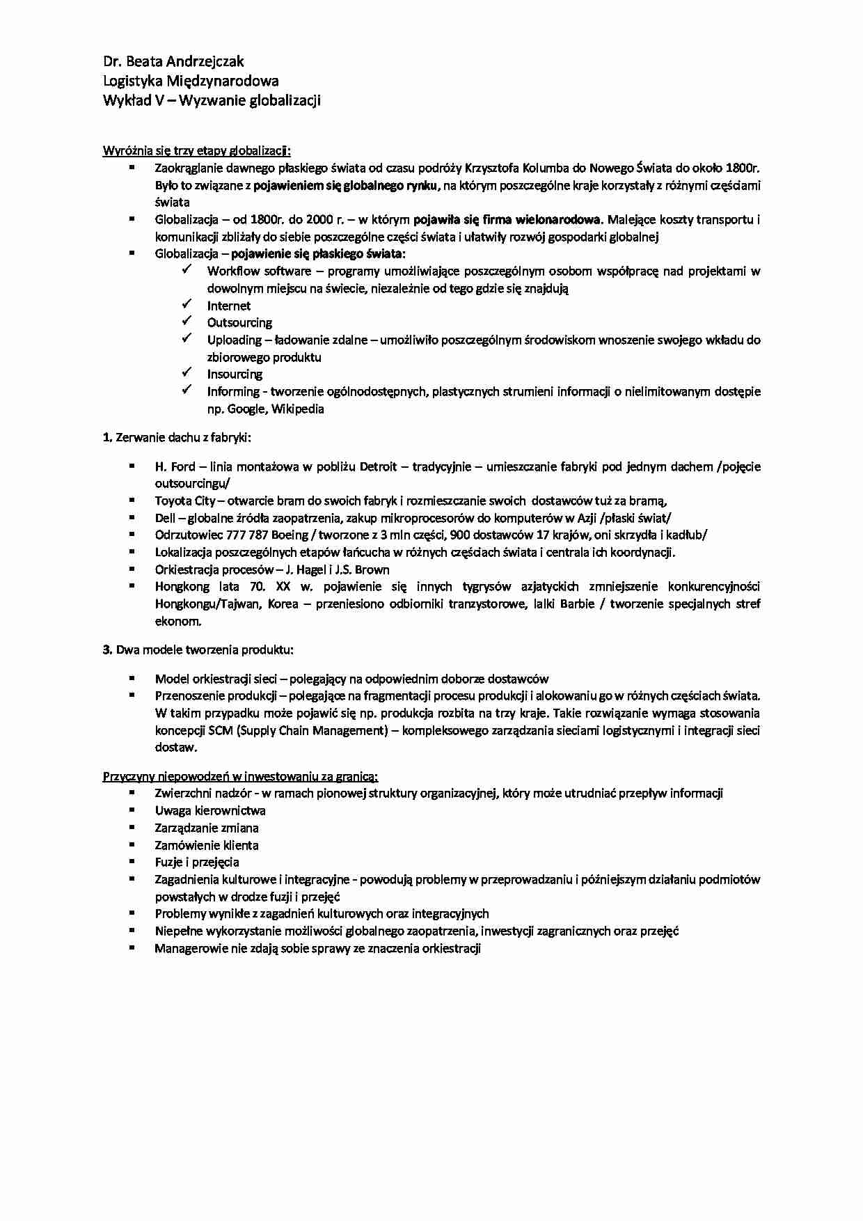 Wyzwanie globalizacji - wykład - strona 1