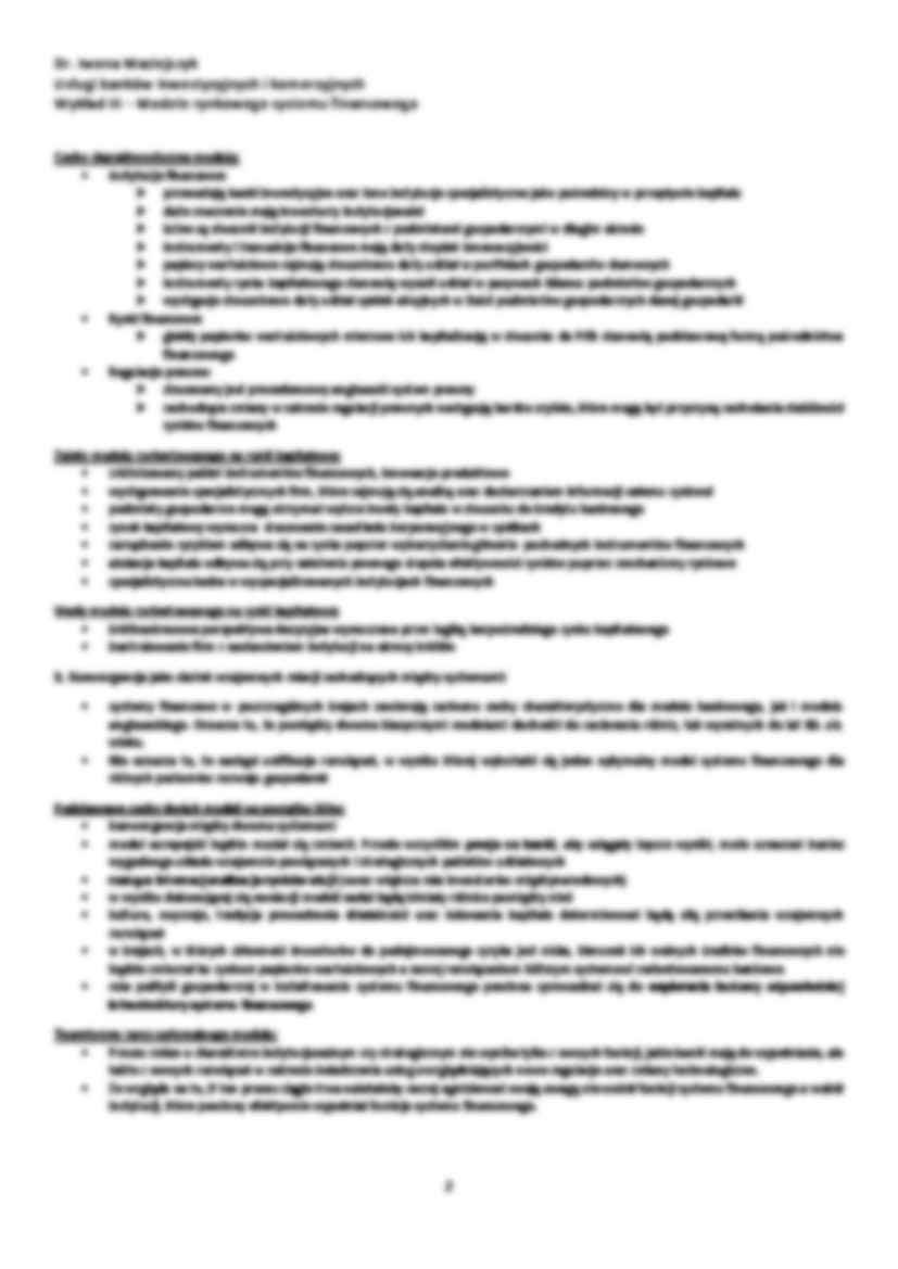 Modele rynkowego systemu finansowego - wykład - strona 2