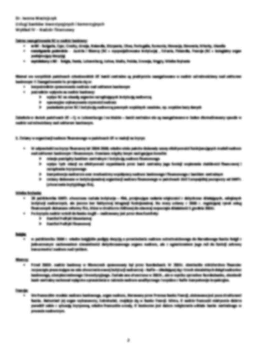 Nadzór finansowy - wykład - nadzór sektorowy - strona 2