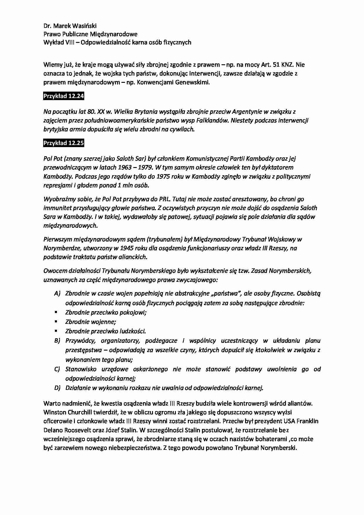 Odpowiedzialność karna osób fizycznych - wykład - strona 1