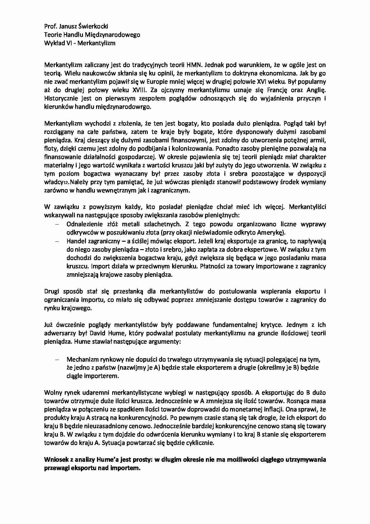 Merkantylizm - wykład - strona 1