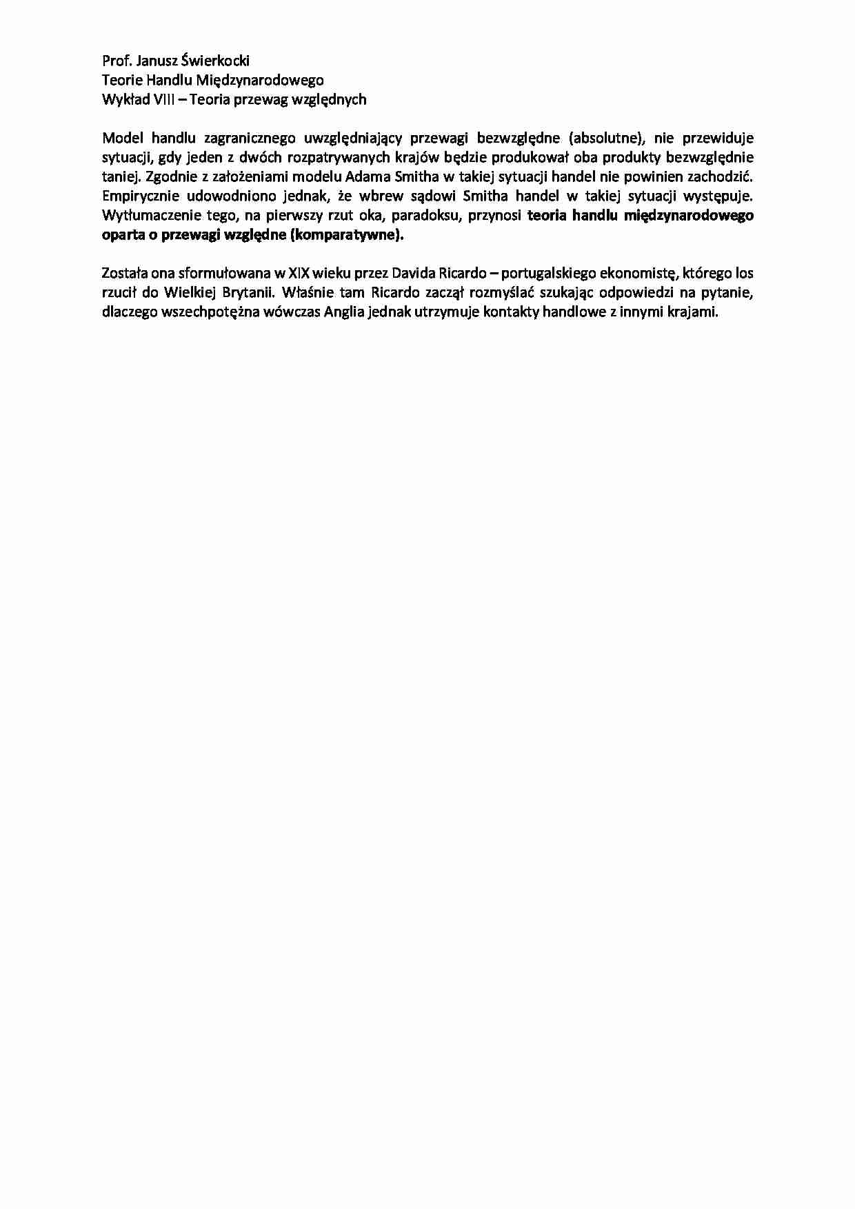 Teoria przewag względnych - wykład - strona 1