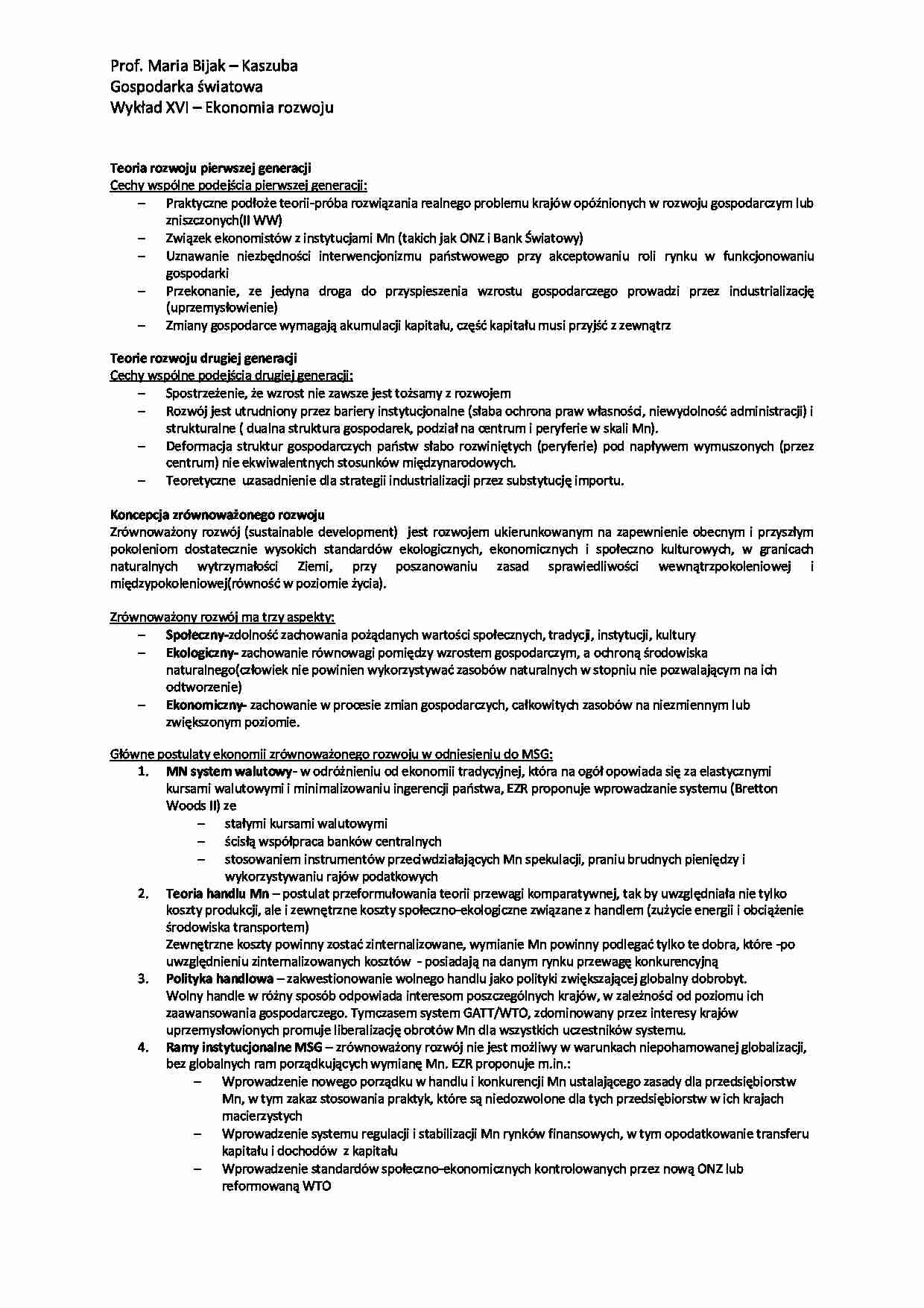 Ekonomia rozwoju - wykład - strona 1