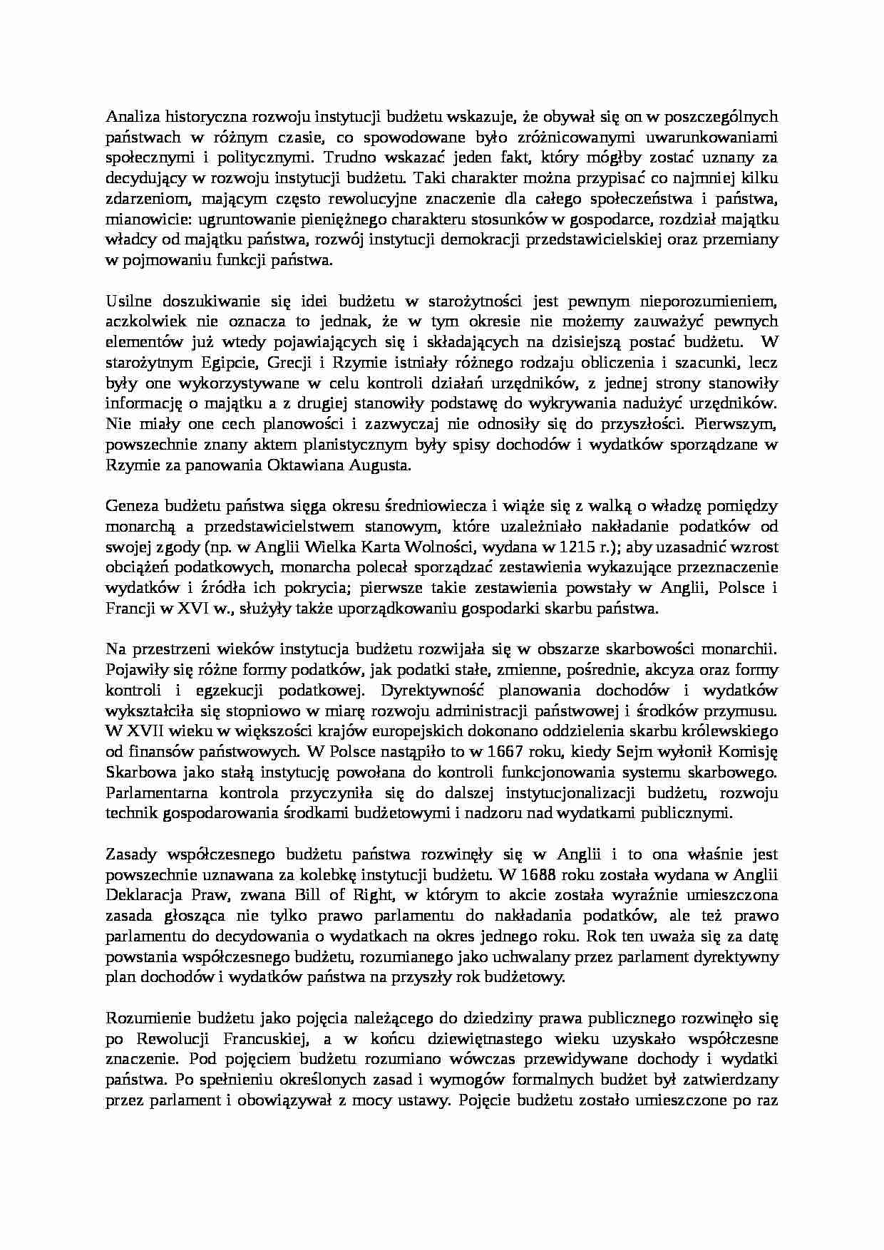 Geneza budżetu - wykład - strona 1