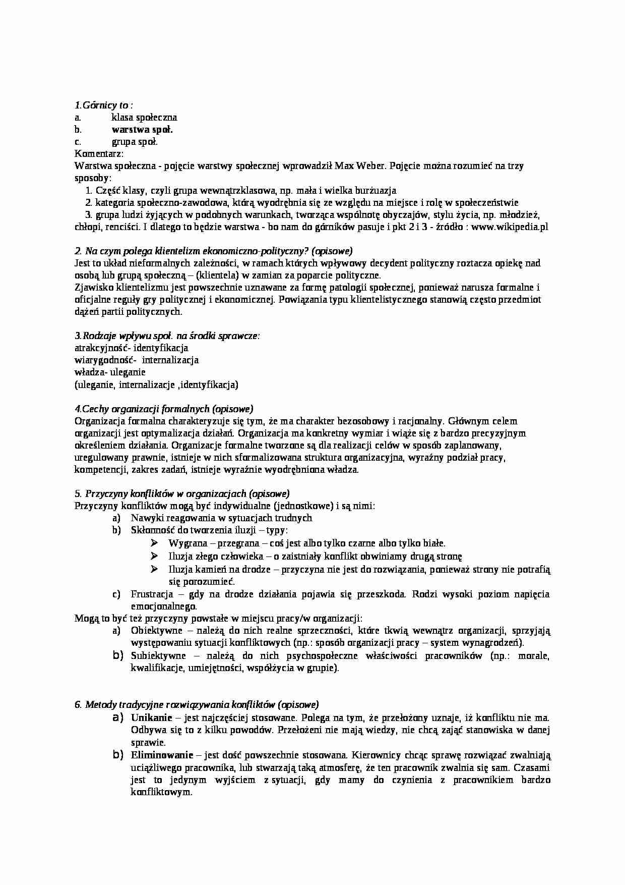 Test z rozwiązaniami - socjologia - strona 1