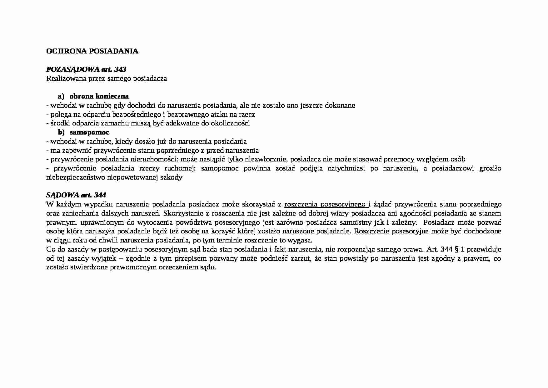 Ochrona posiadania - wykład - strona 1