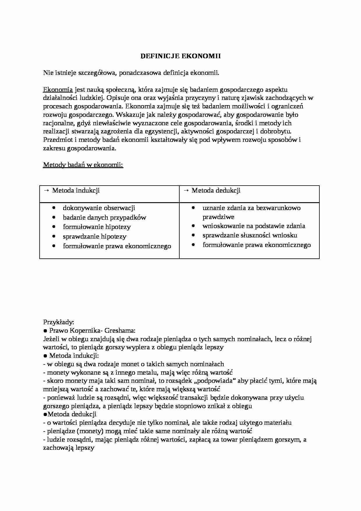 Definicje ekonomiczne - strona 1