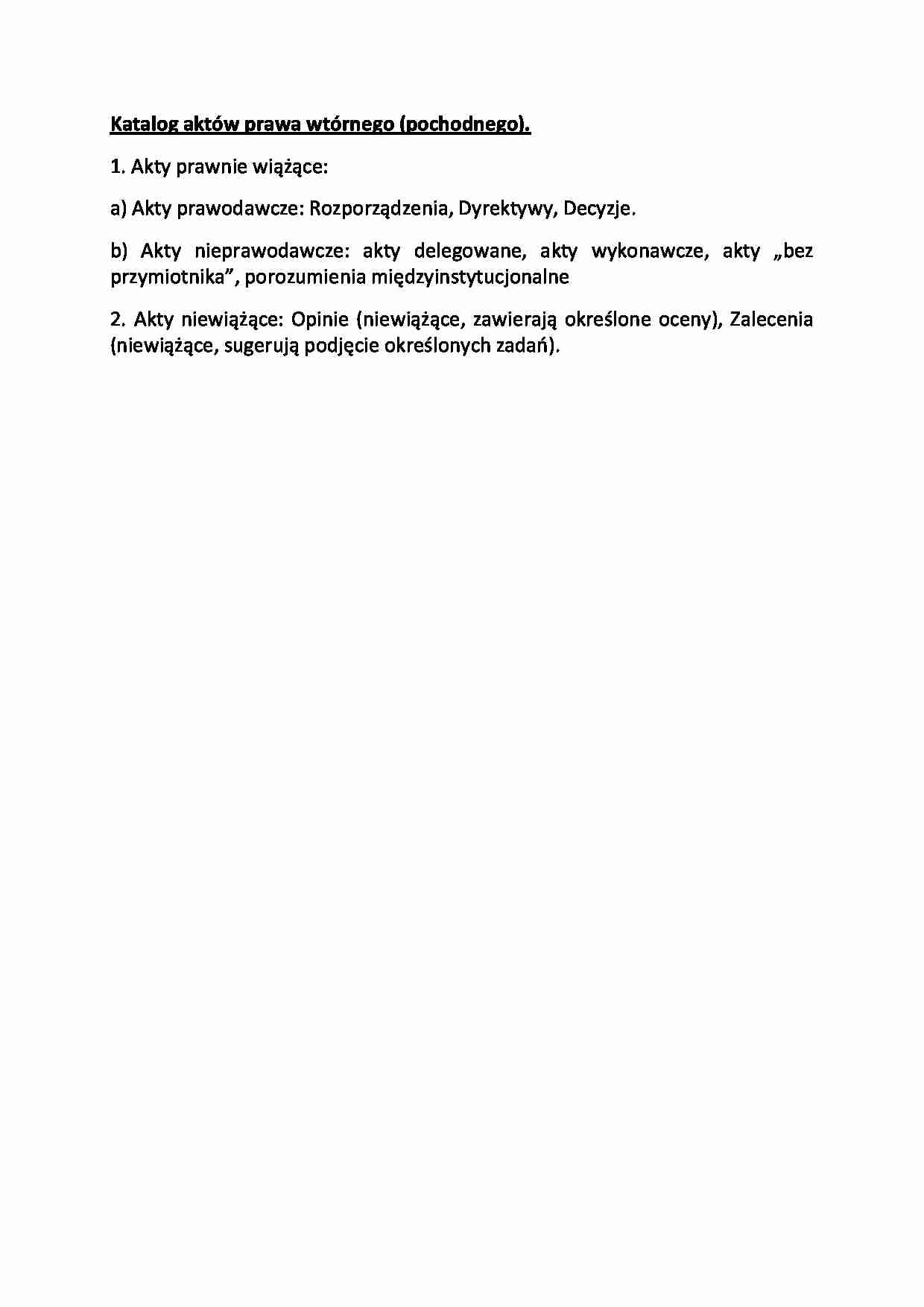 Katalog aktów prawa wtórnego - opracowanie - strona 1