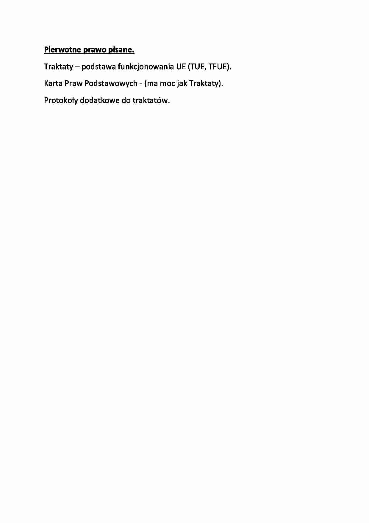 Pierwotne prawo pisane - opracowanie - strona 1
