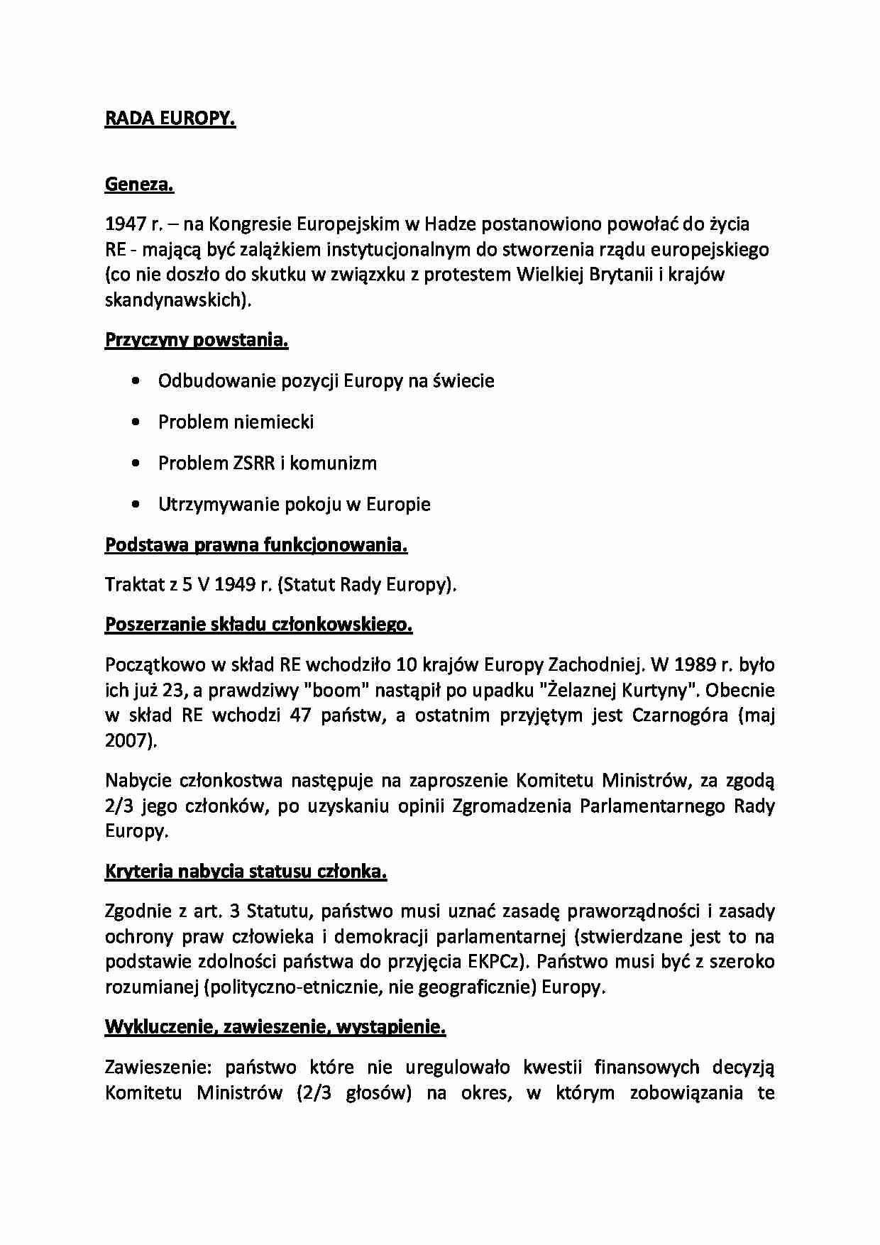 Rada Europy - wykład - strona 1