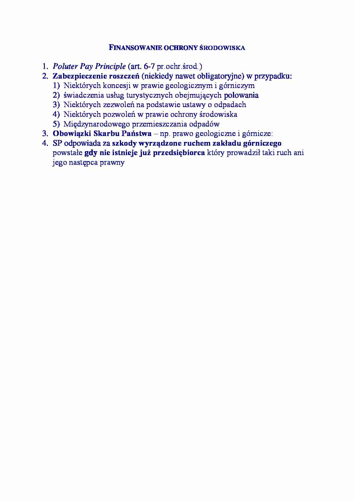 Finansowanie ochrony środowiska - wykład - strona 1