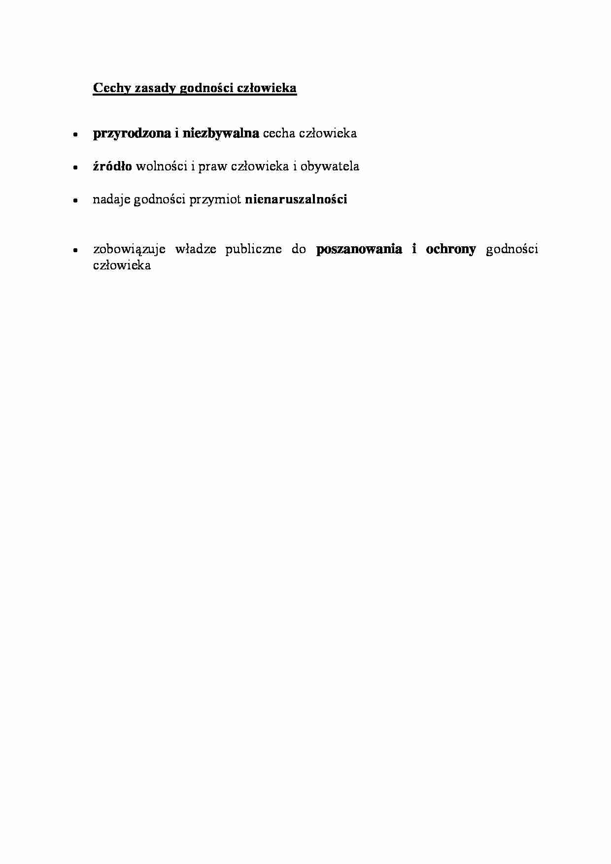 Cechy zasady godności człowieka-opracowanie - strona 1