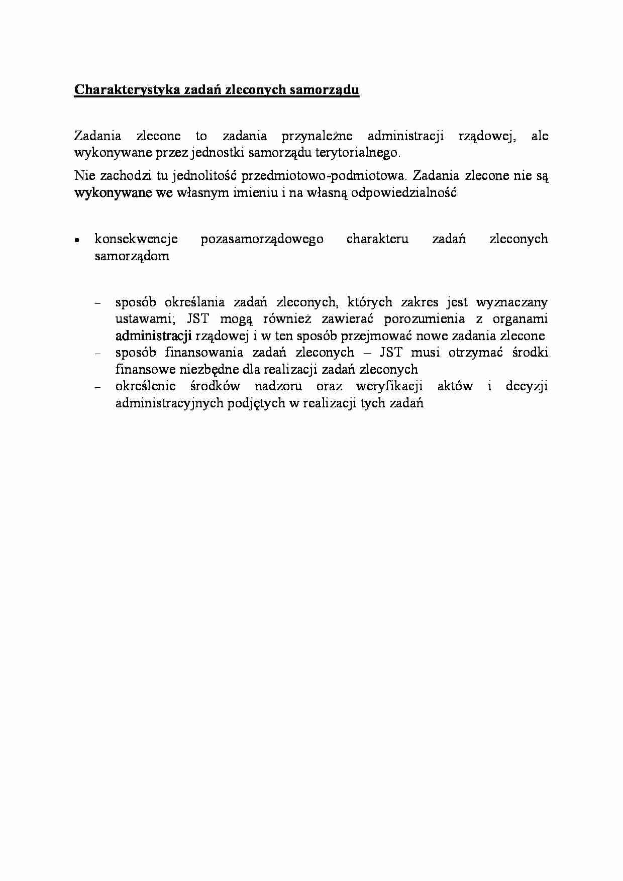Charakterystyka zadań zleconych samorządu-opracowanie - strona 1