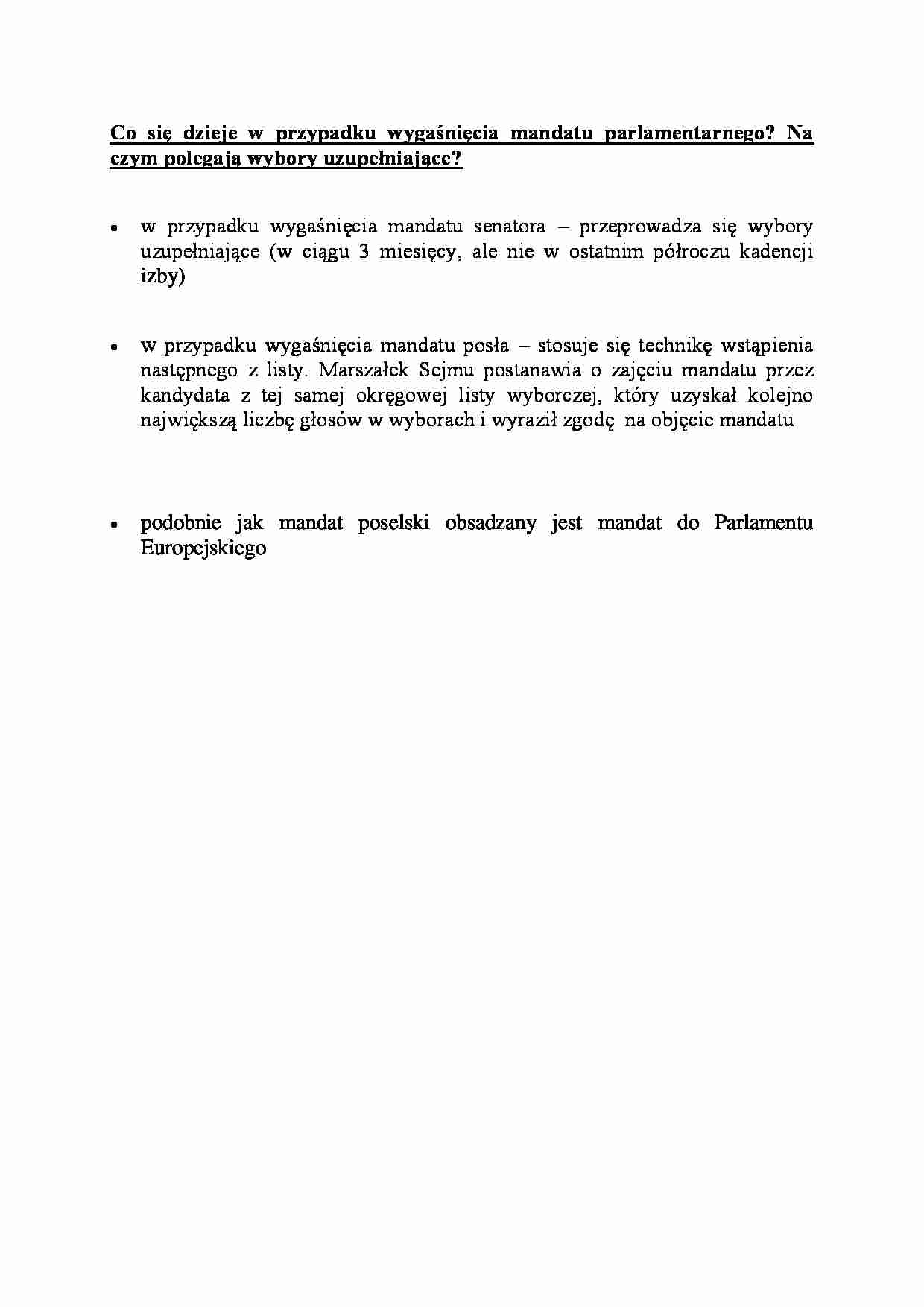 Wygaśnięcie mandatu parlamentarnego - opracowanie - strona 1