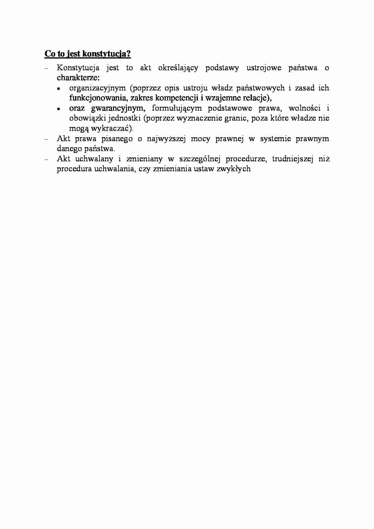 Definicja konstytucji - opracowanie - strona 1