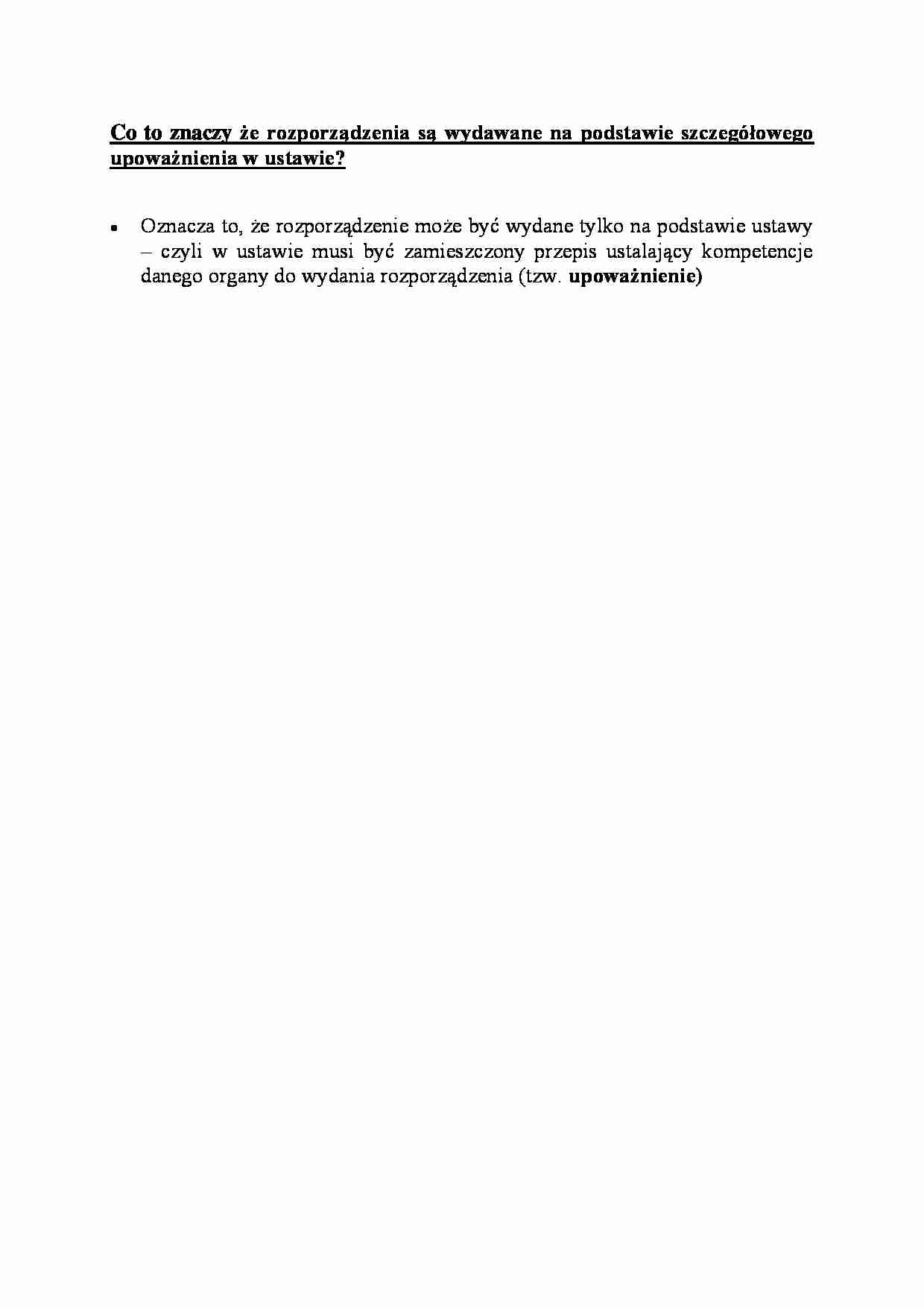 Szczegółowe upoważnienia w ustawie - opracowanie - strona 1