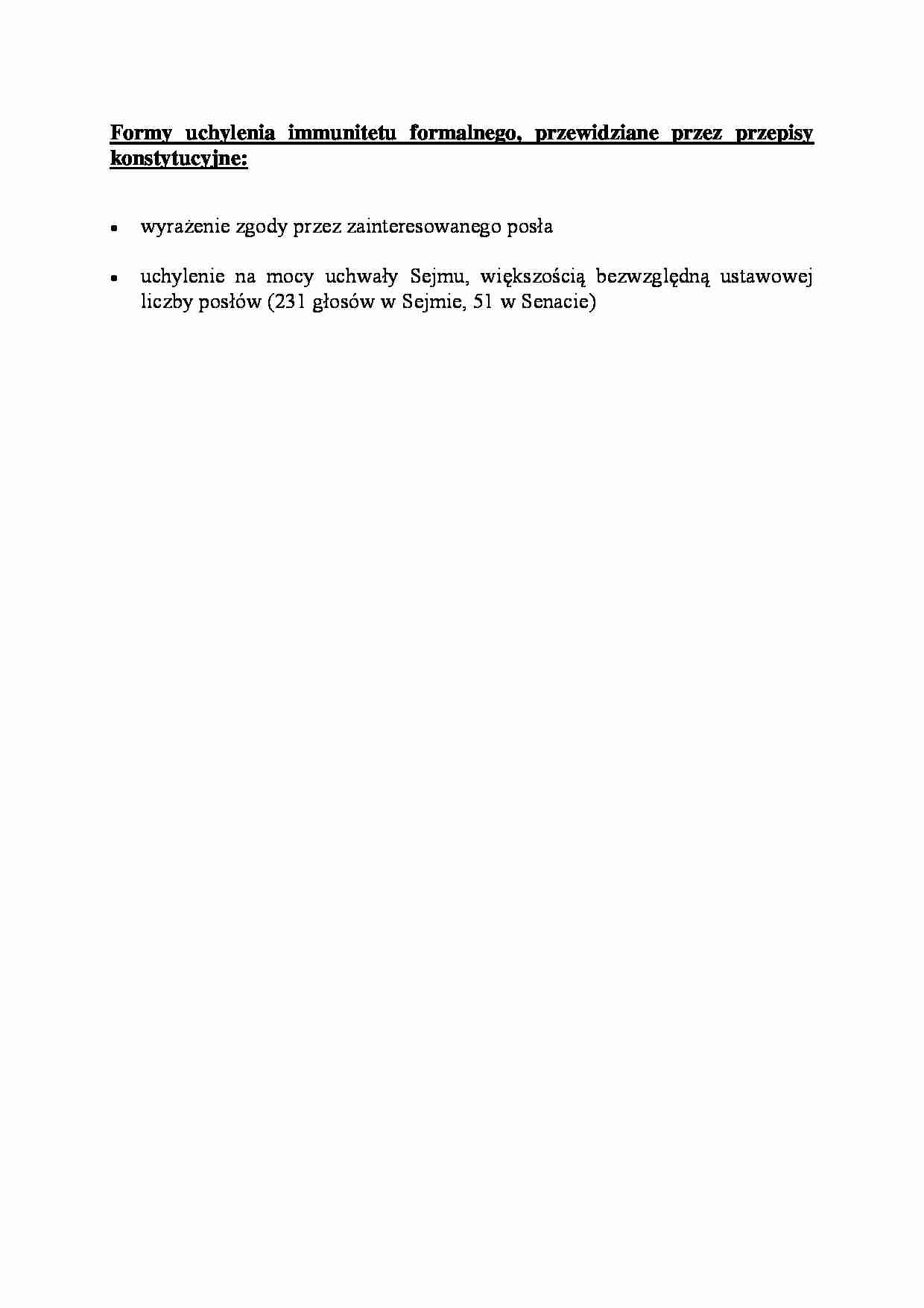 Formy uchylenia immunitetu formalnego-opracowanie - strona 1