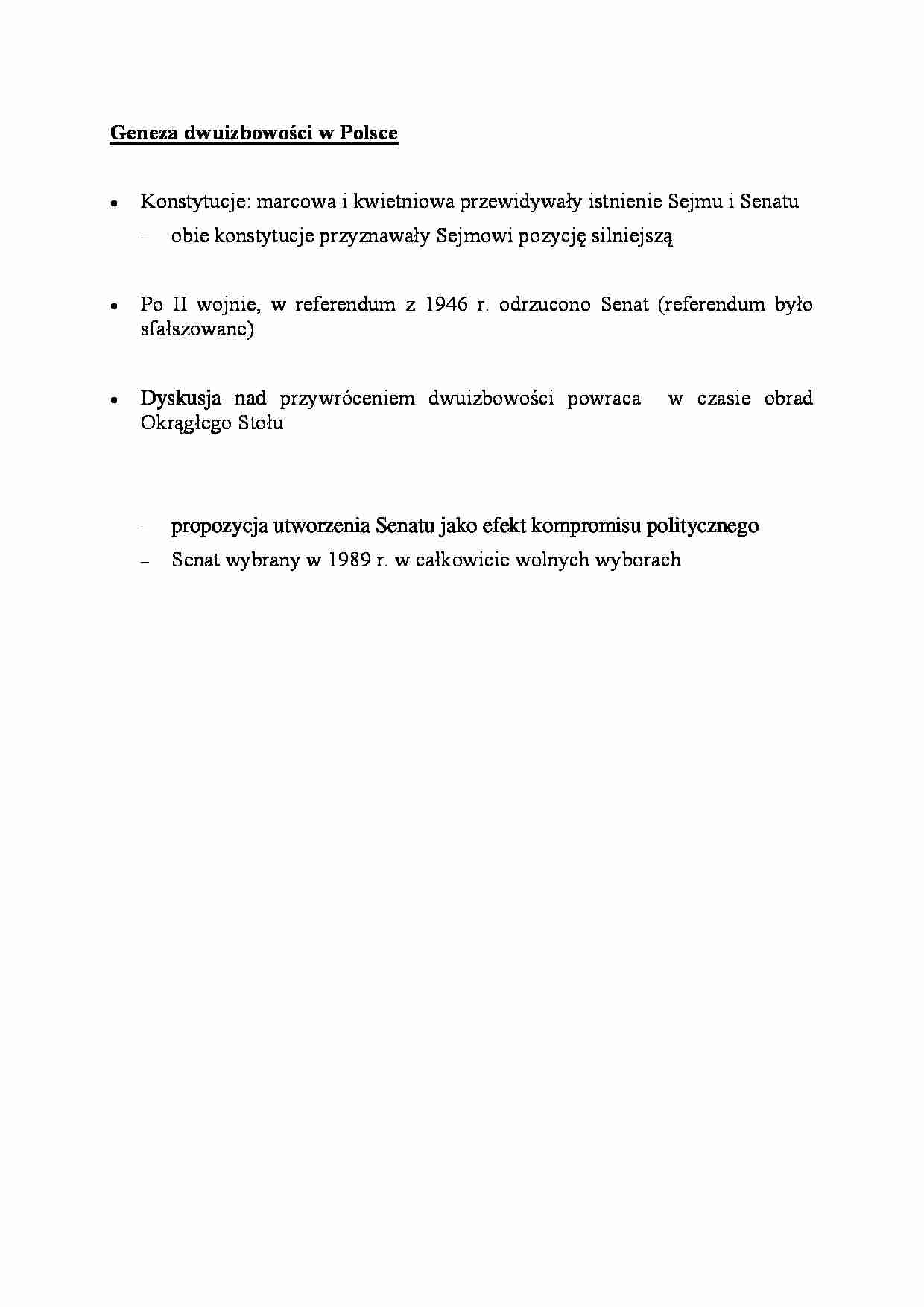 Geneza dwuizbowości w Polsce-opracowanie - strona 1