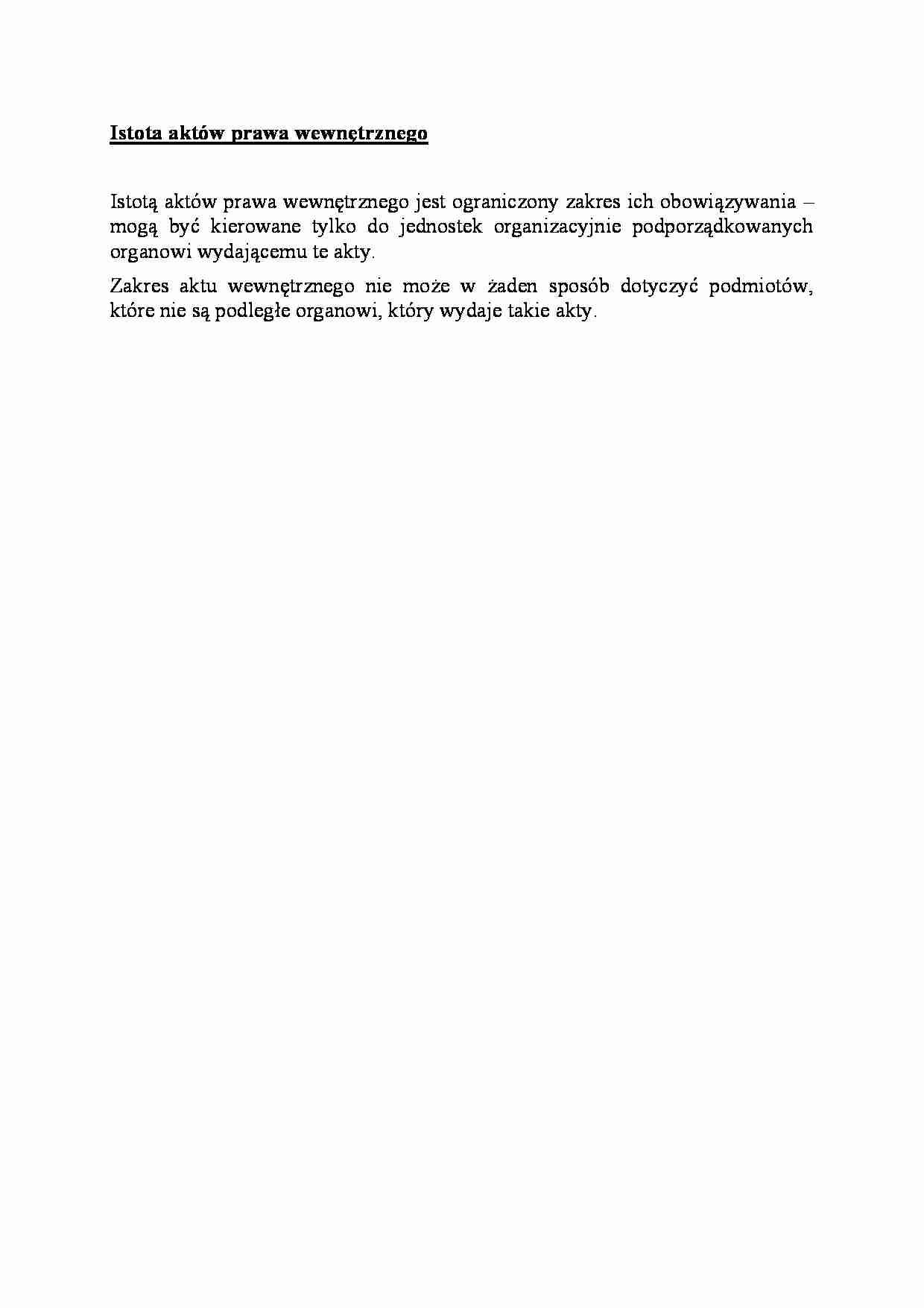 Istota aktów prawa wewnętrznego-opracowanie - strona 1