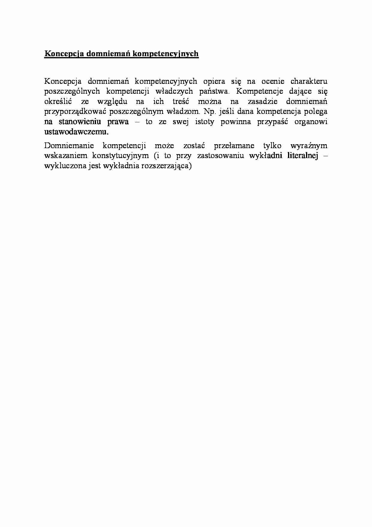 Koncepcja domniemań kompetencyjnych-opracowanie - strona 1