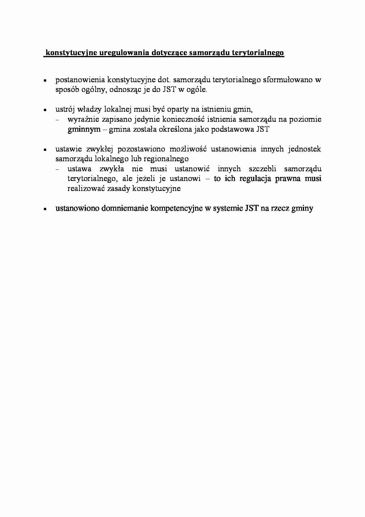 Konstytucyjne uregulowania dotyczące samorządu terytorialnego-opracowanie - strona 1