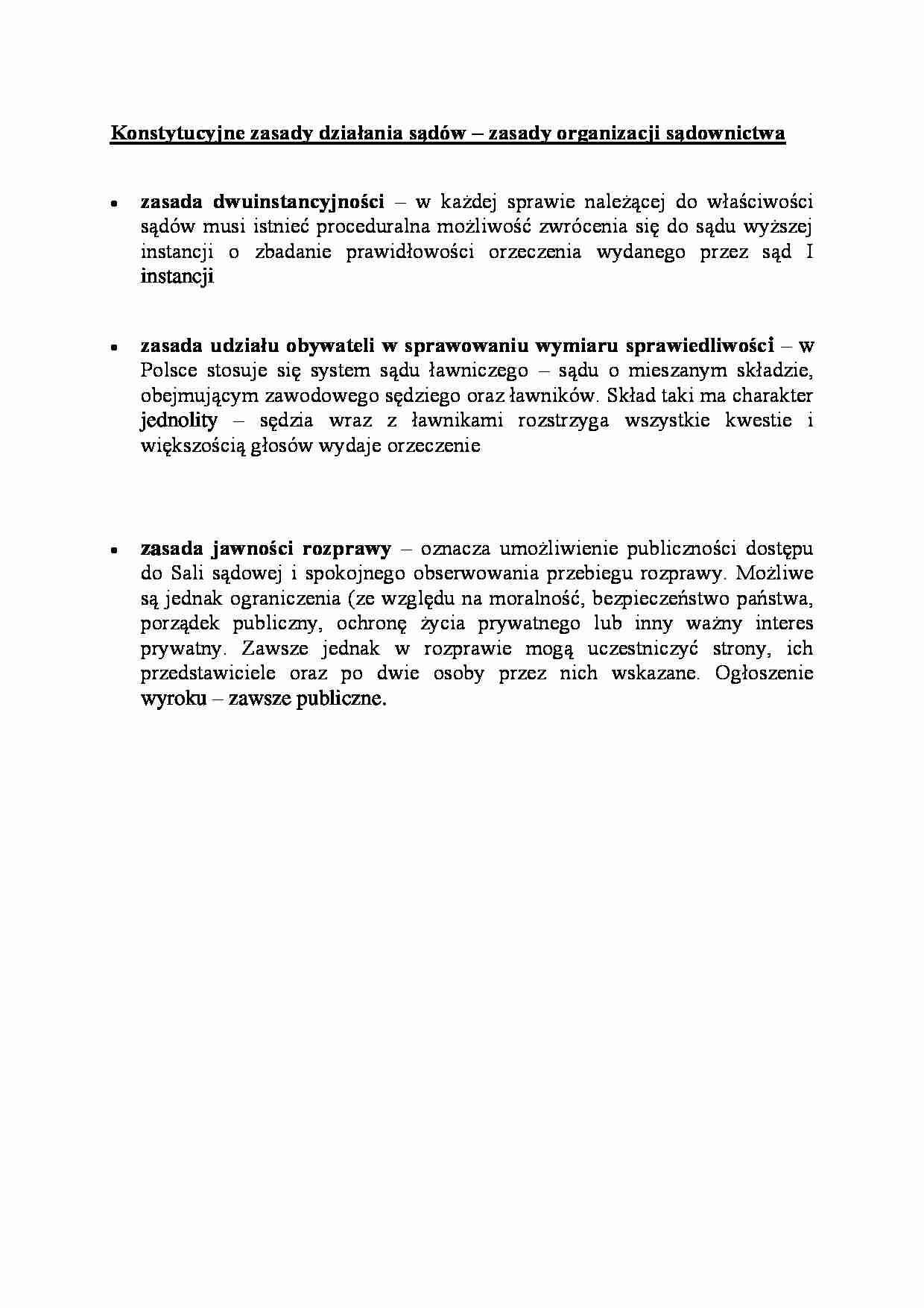 Konstytucyjne zasady działania sądów-opracowanie - strona 1