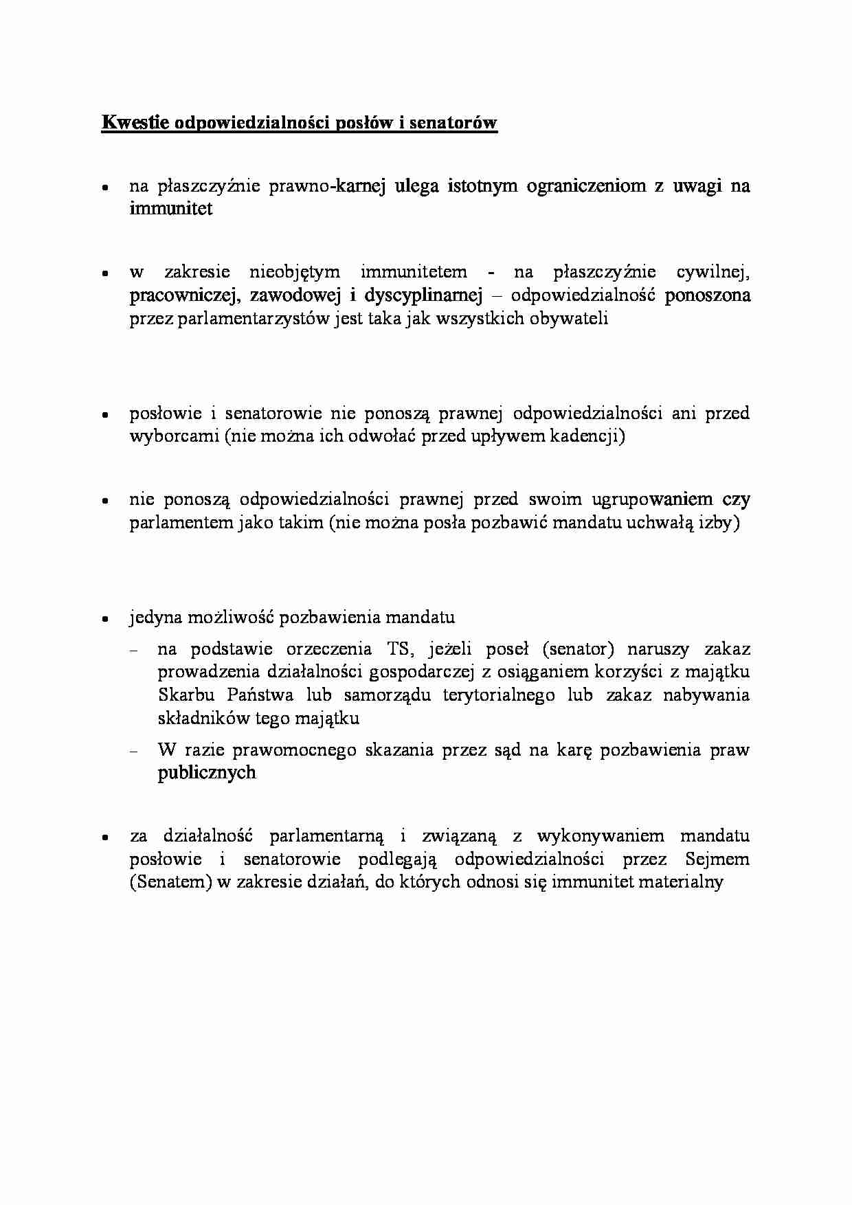 Kwestie odpowiedzialności posłów i senatorów - omówienie - strona 1