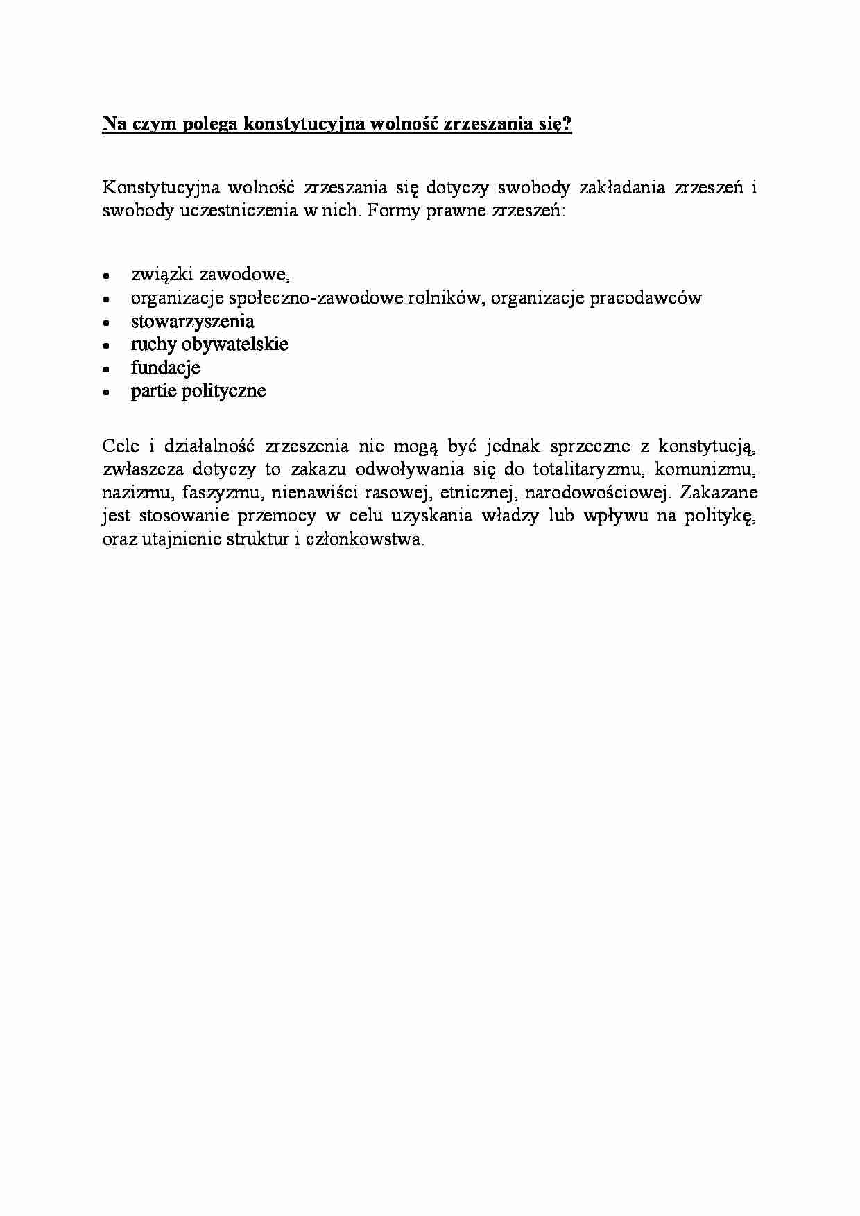 Konstytucyjna wolność zrzeszania się - omówienie - strona 1