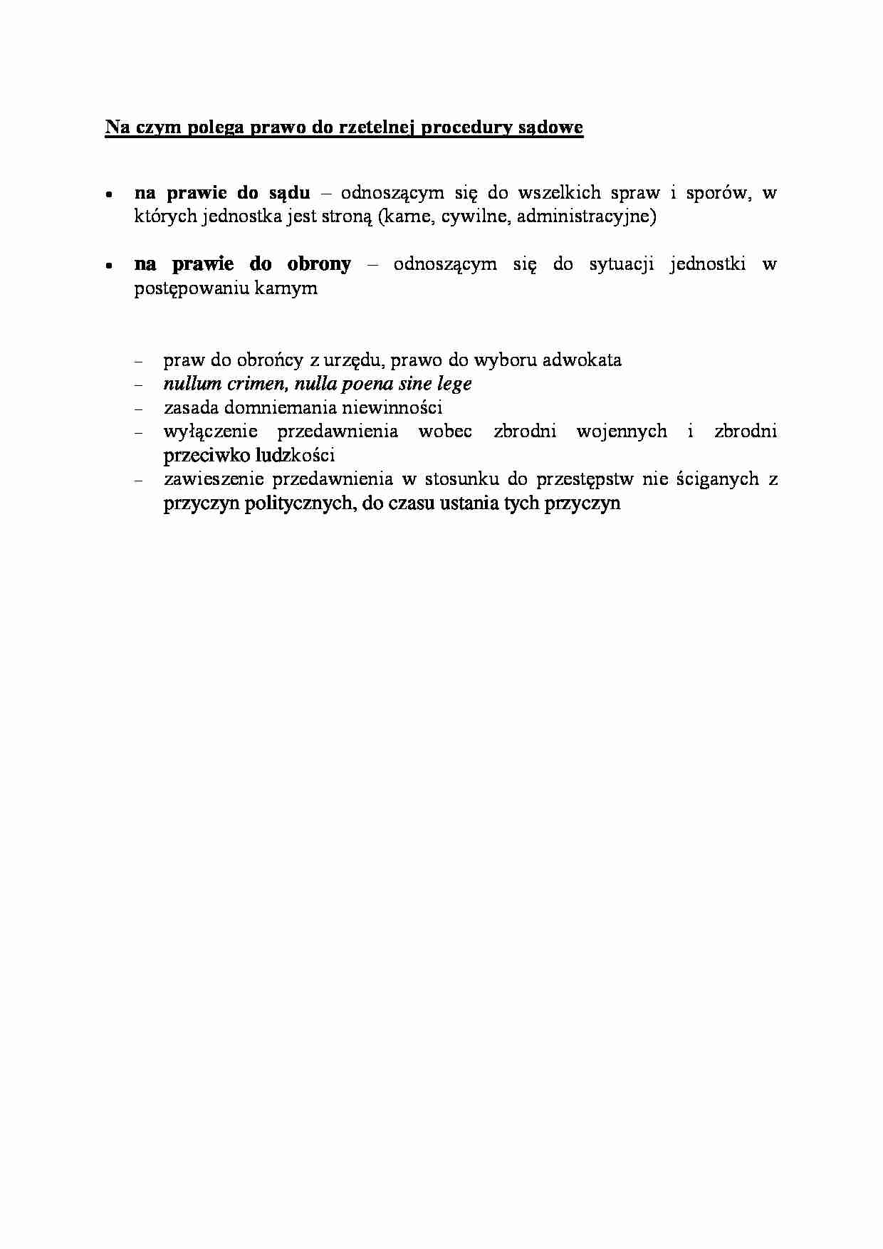 prawo do rzetelnej procedury sądowe - omówienie - strona 1