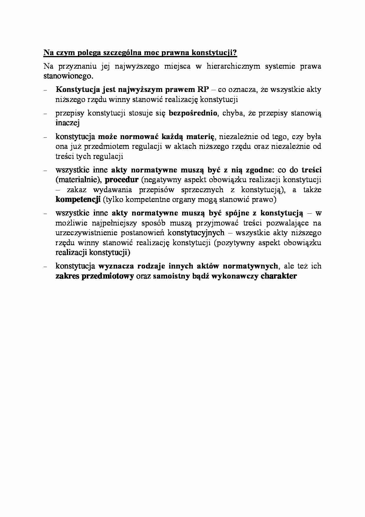 szczególna moc prawna konstytucji - omówienie - strona 1