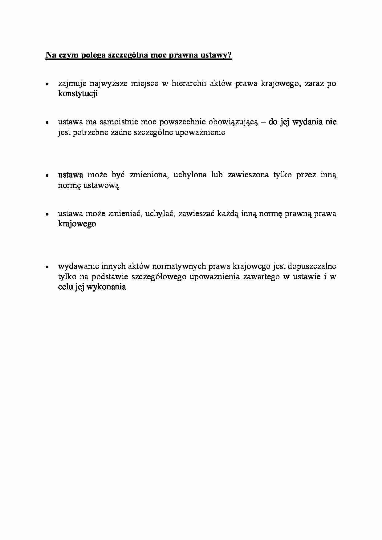 szczególna moc prawna ustawy - omówienie - strona 1