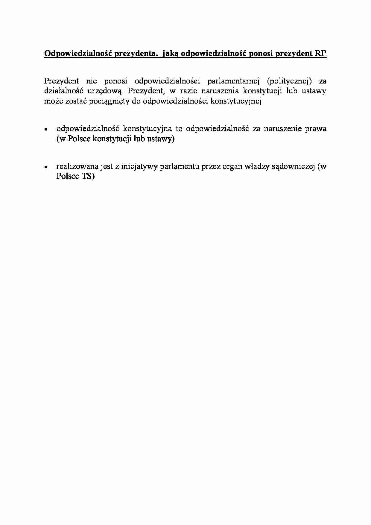 Odpowiedzialność prezydenta - omówienie - strona 1