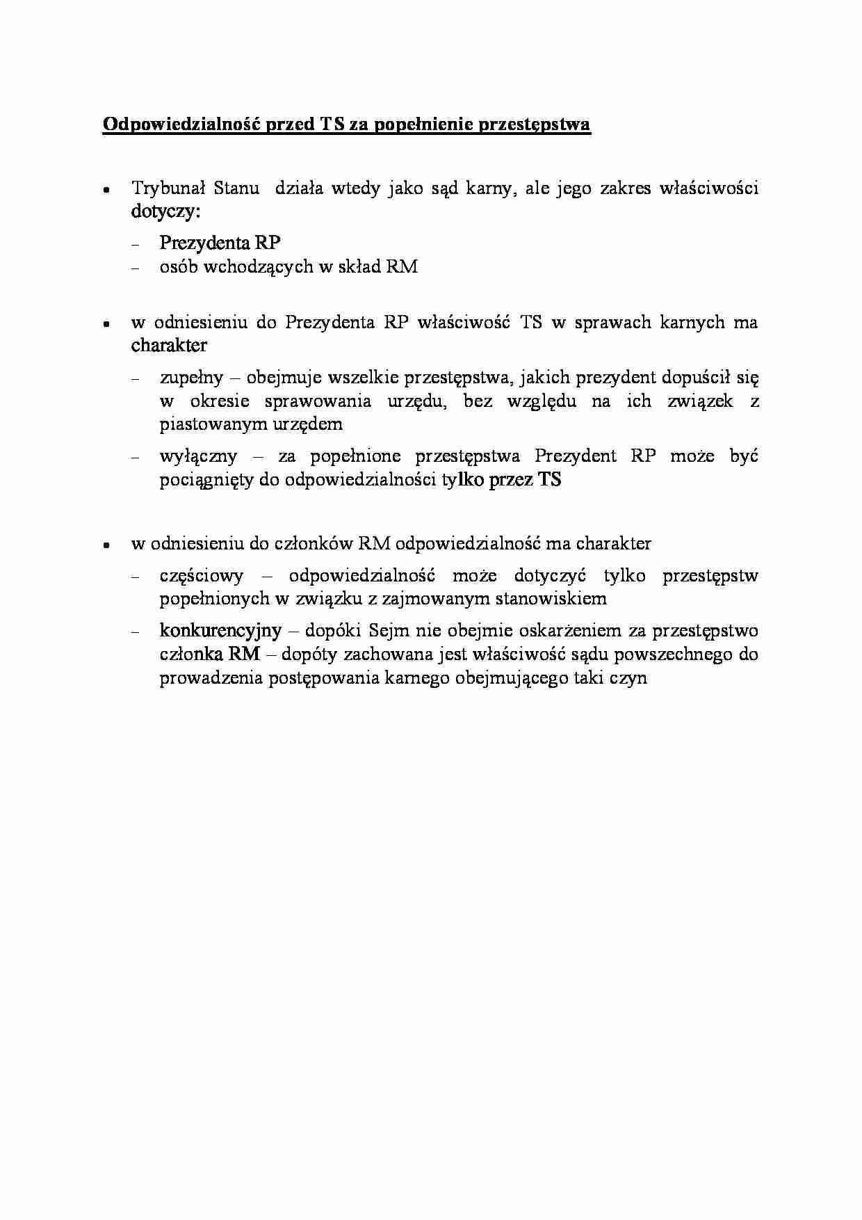 Odpowiedzialność przed trybunału stanu za popełnienie przestępstwa - strona 1