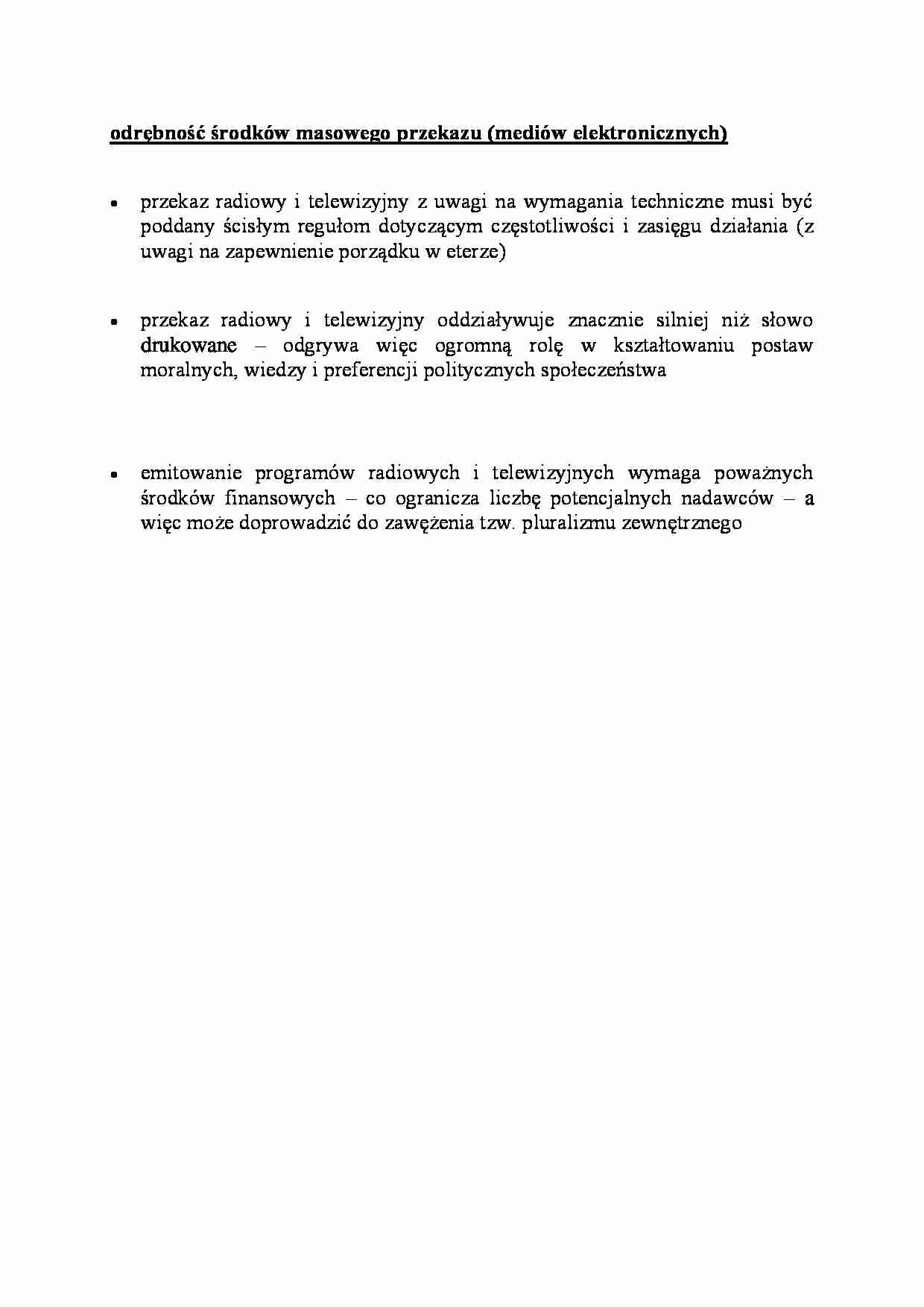 odrębność środków masowego przekazu - omówienie - strona 1