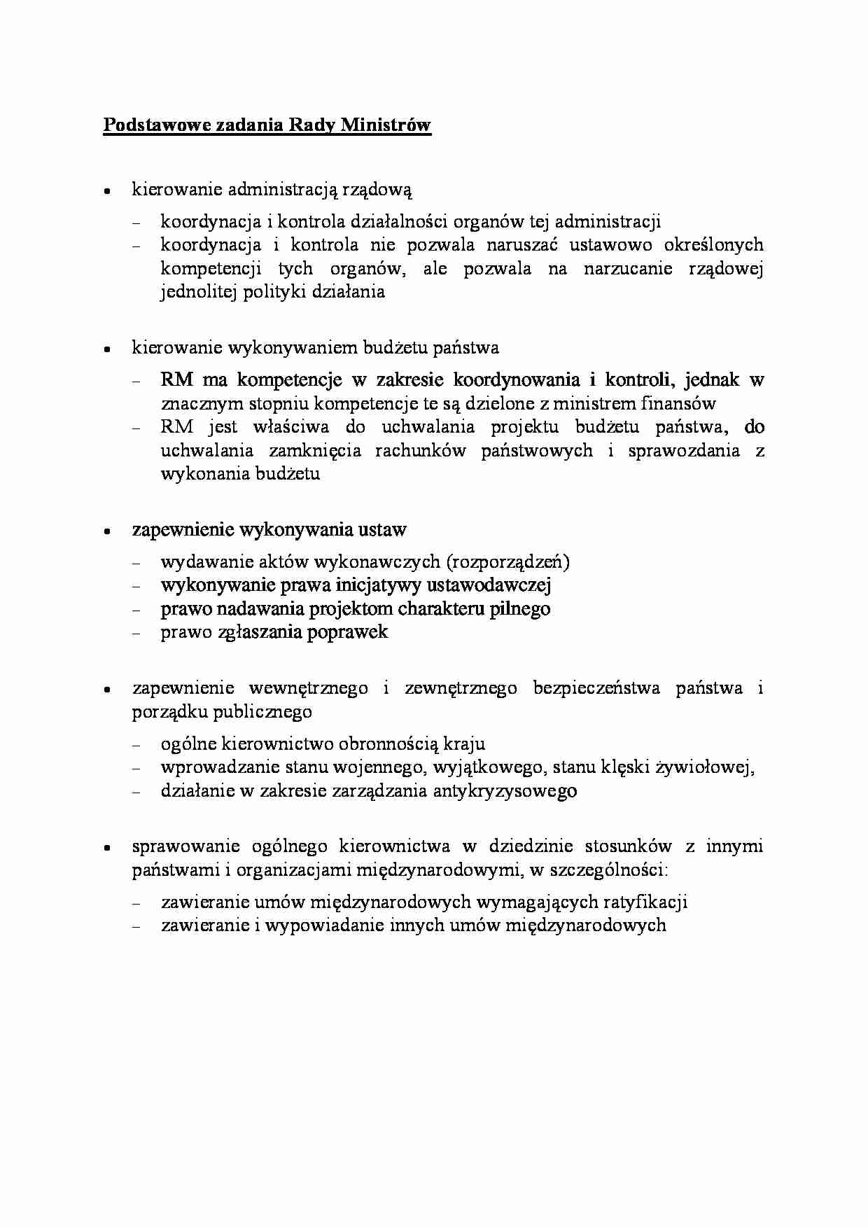 Podstawowe zadania Rady Ministrów - omówienie - strona 1