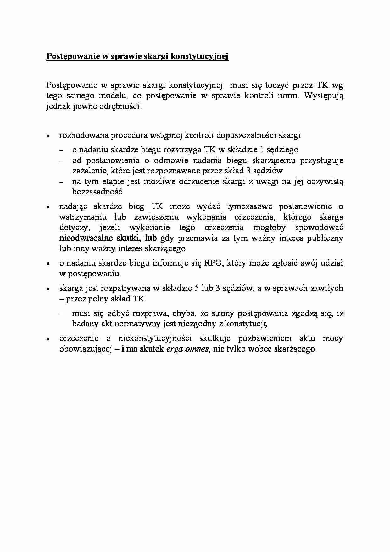 Postępowanie w sprawie skargi konstytucyjnej - omówienie - strona 1