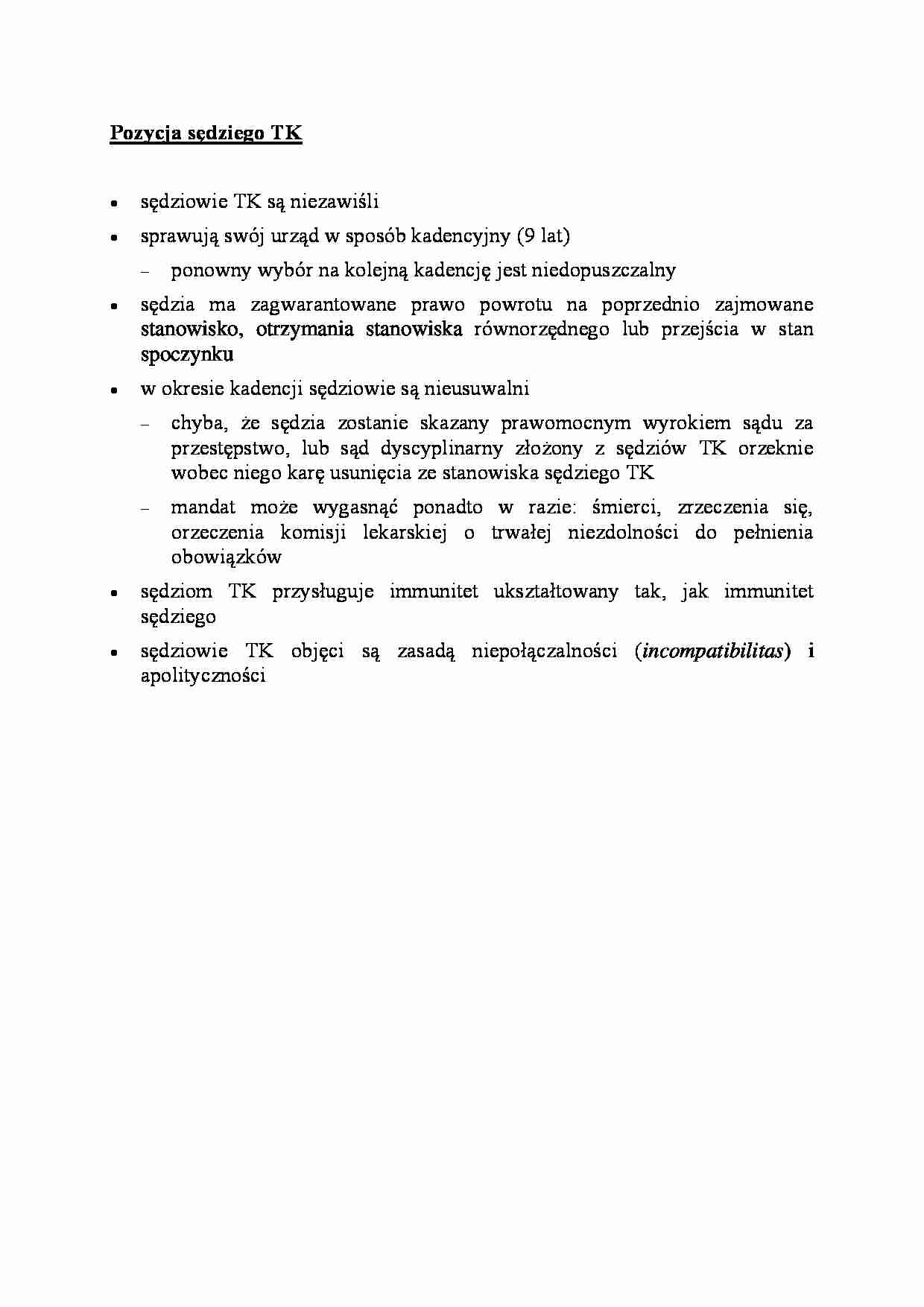 Pozycja sędziego TK - omówienie - strona 1