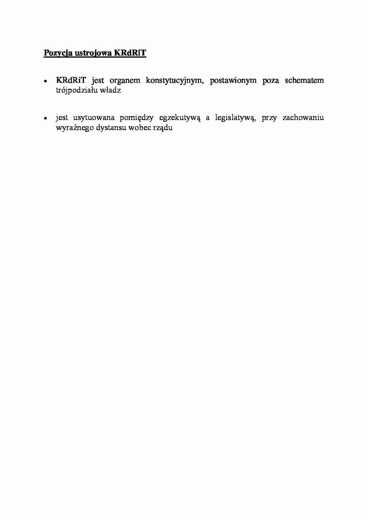 Pozycja ustrojowa KRdRiT - omówienie - strona 1