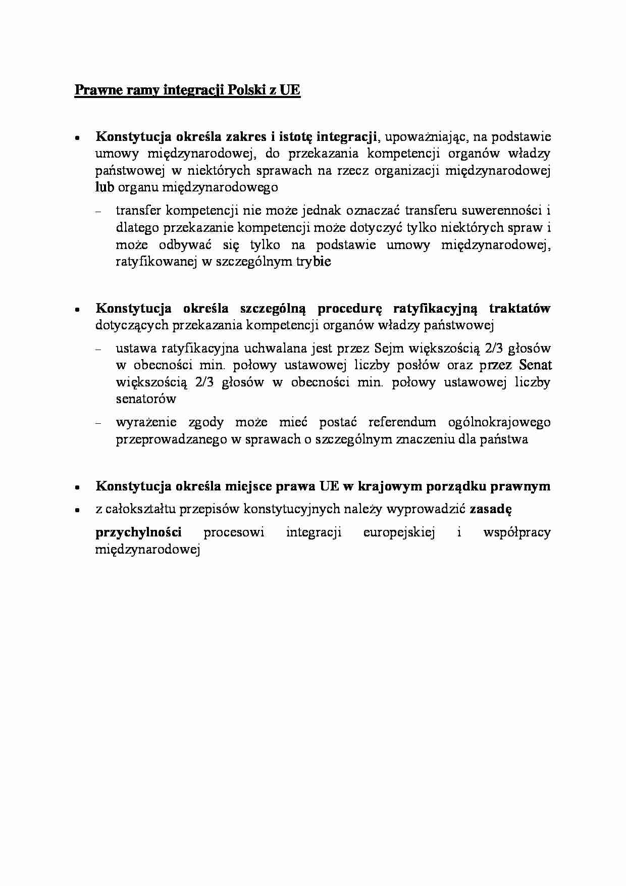 Prawne ramy integracji Polski z UE - omówienie - strona 1