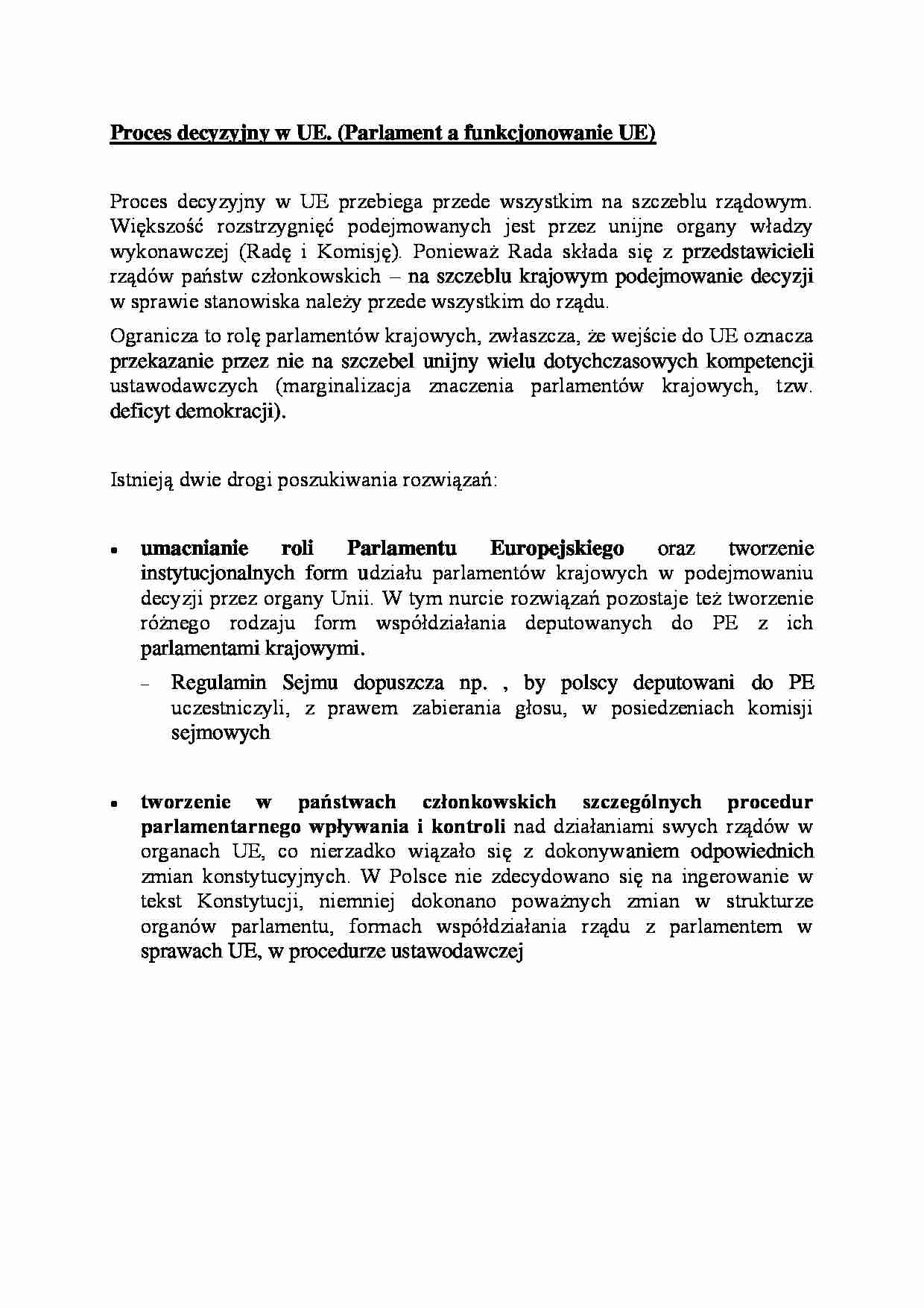 Proces decyzyjny w UE - omówienie - strona 1