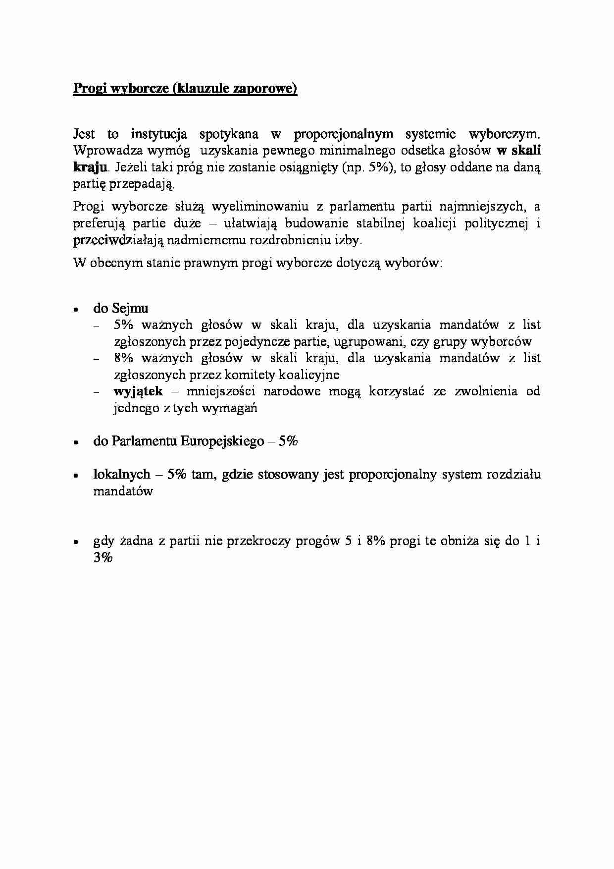 Progi wyborcze - omówienie - strona 1