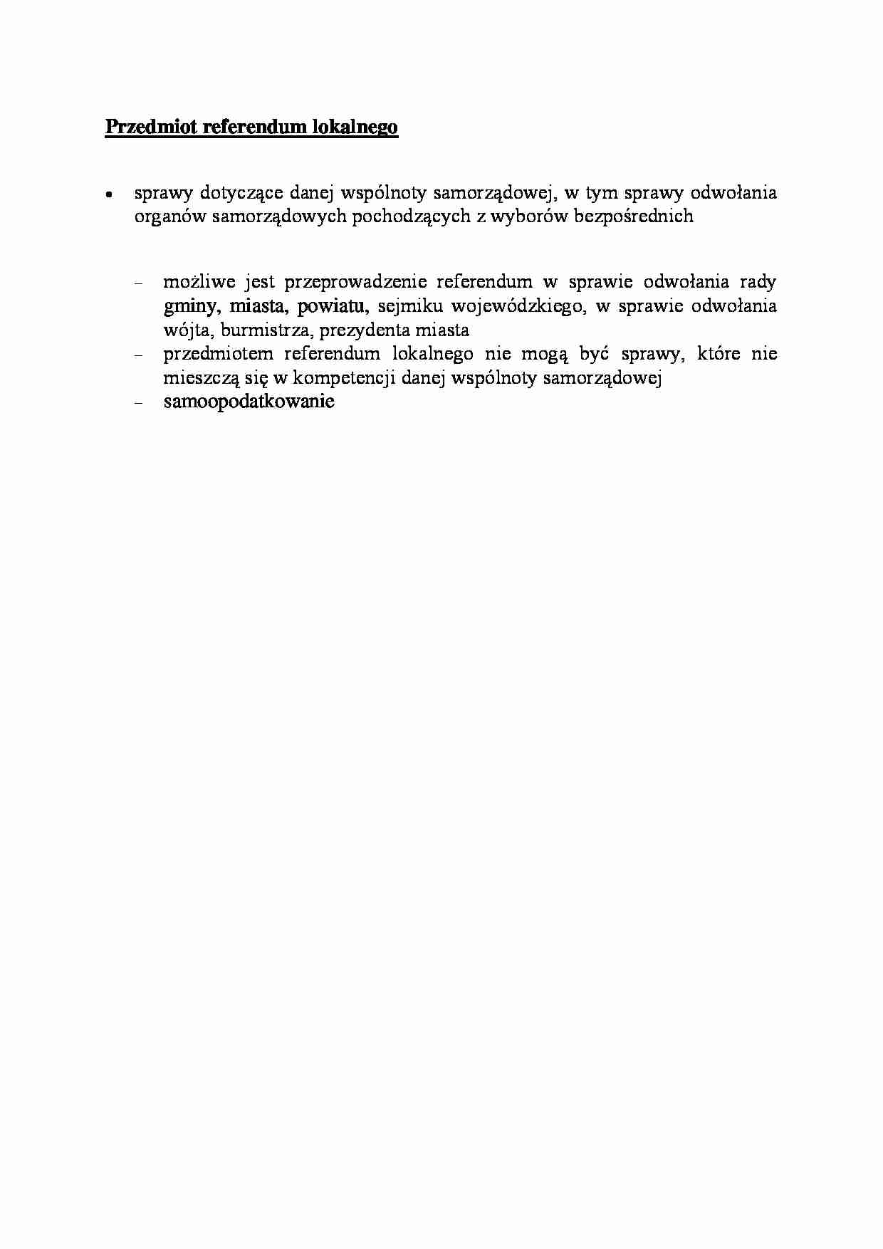 Przedmiot referendum lokalnego - omówienie - strona 1