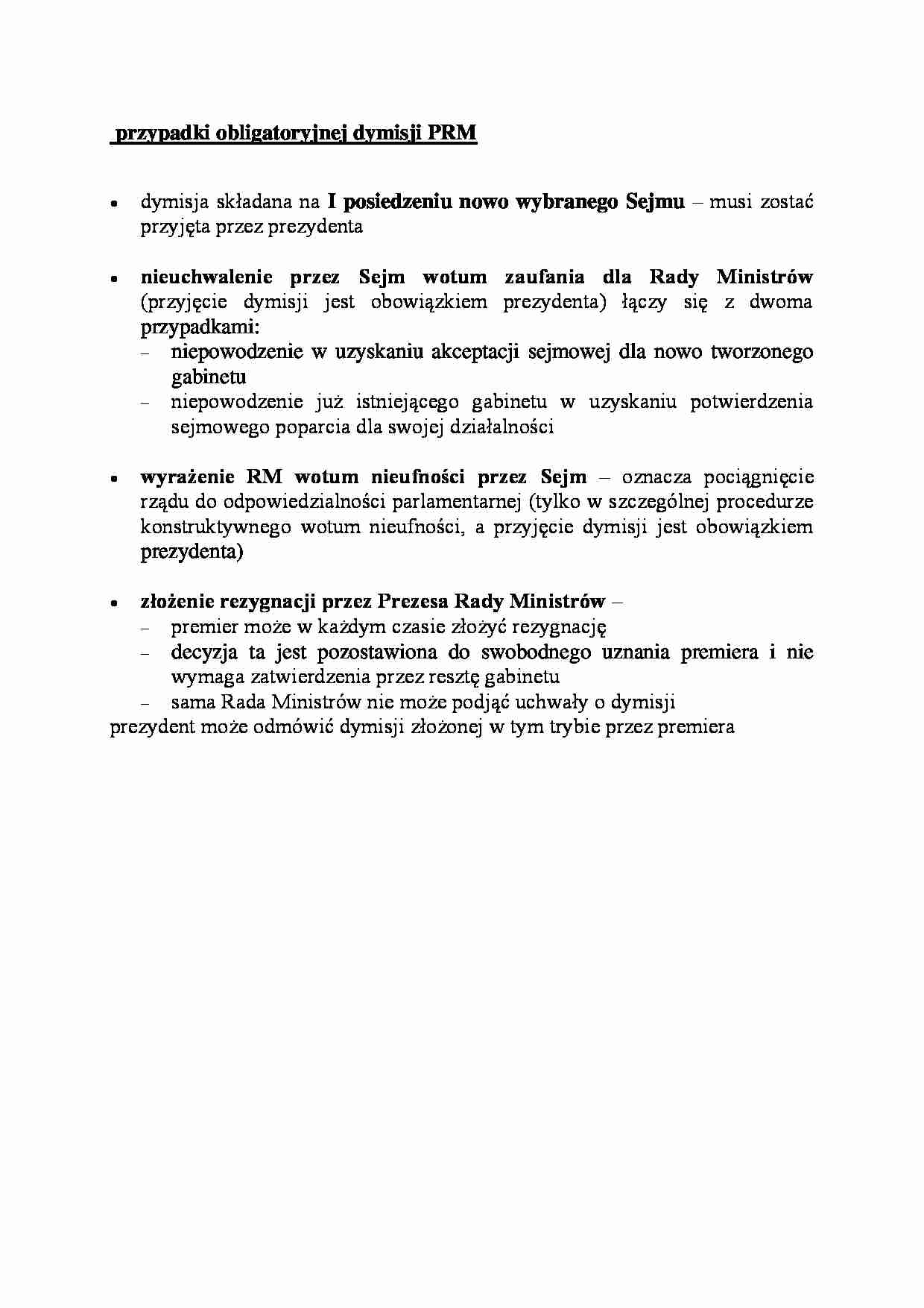 przypadki obligatoryjnej dymisji PRM - omówienie - strona 1