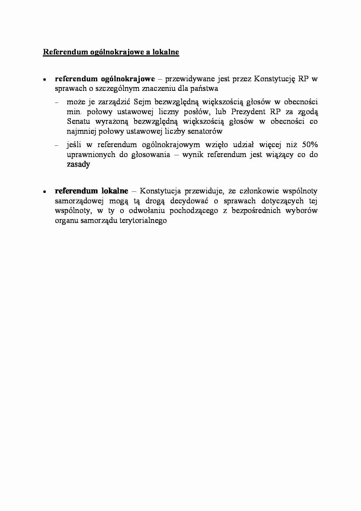 Referendum ogólnokrajowe a lokalne - omówienie - strona 1