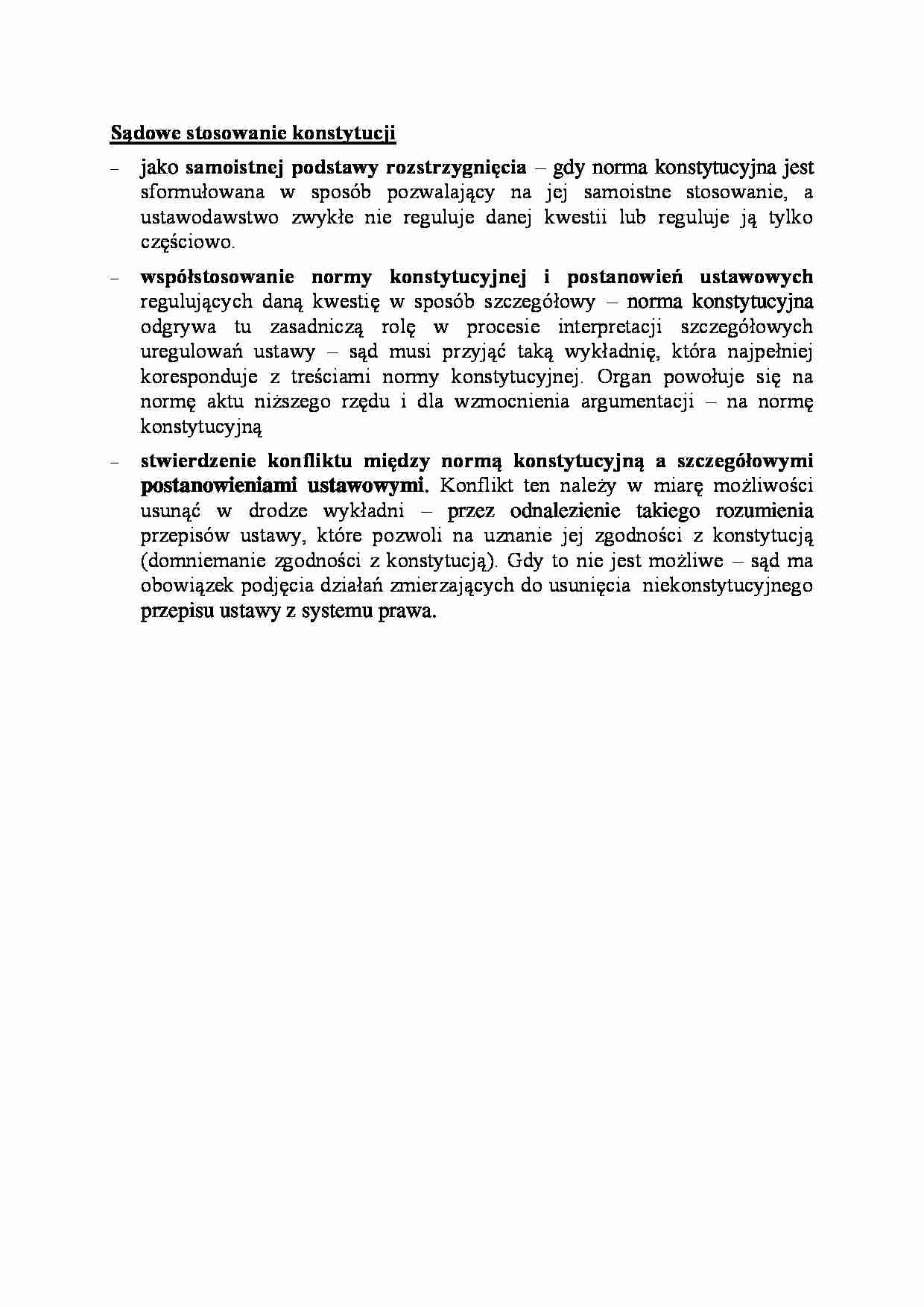 Sądowe stosowanie konstytucji - omówienie - strona 1