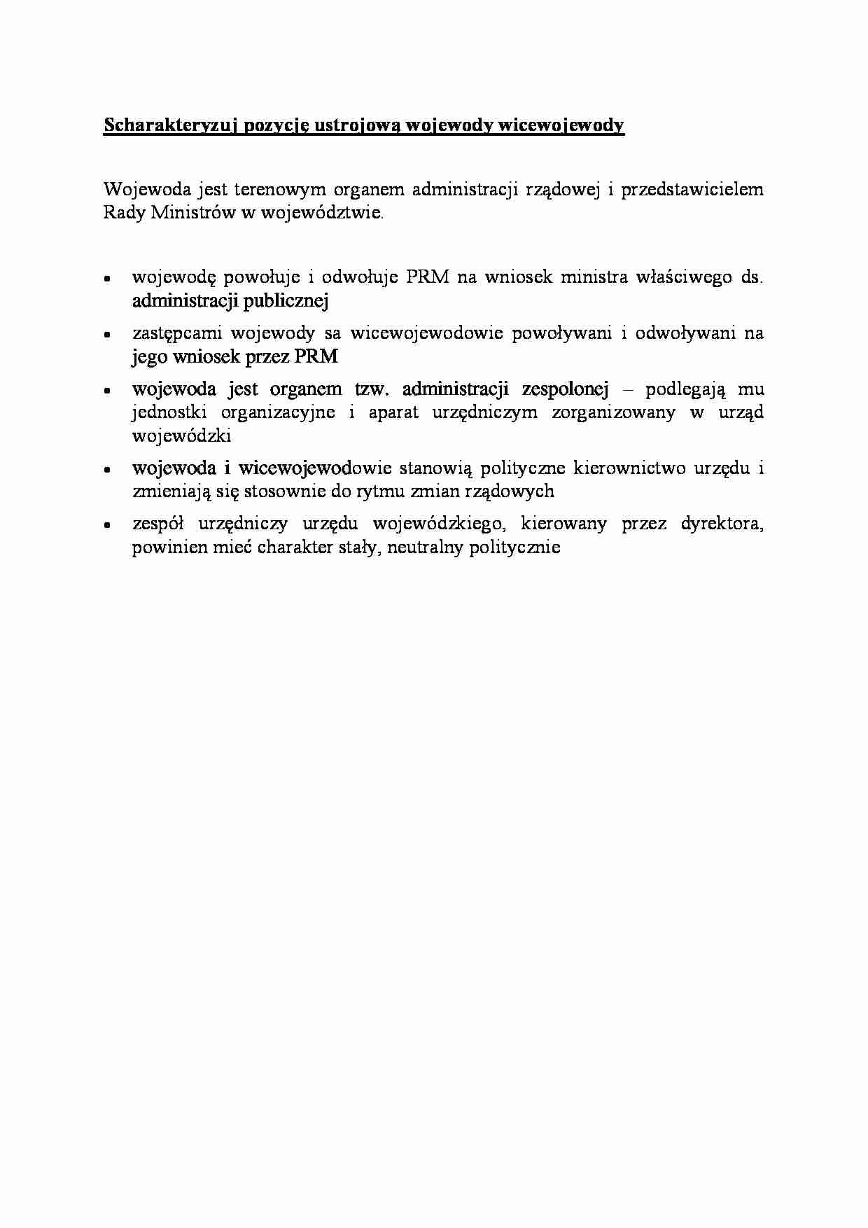 pozycja ustrojową wojewody wicewojewody - omówienie - strona 1